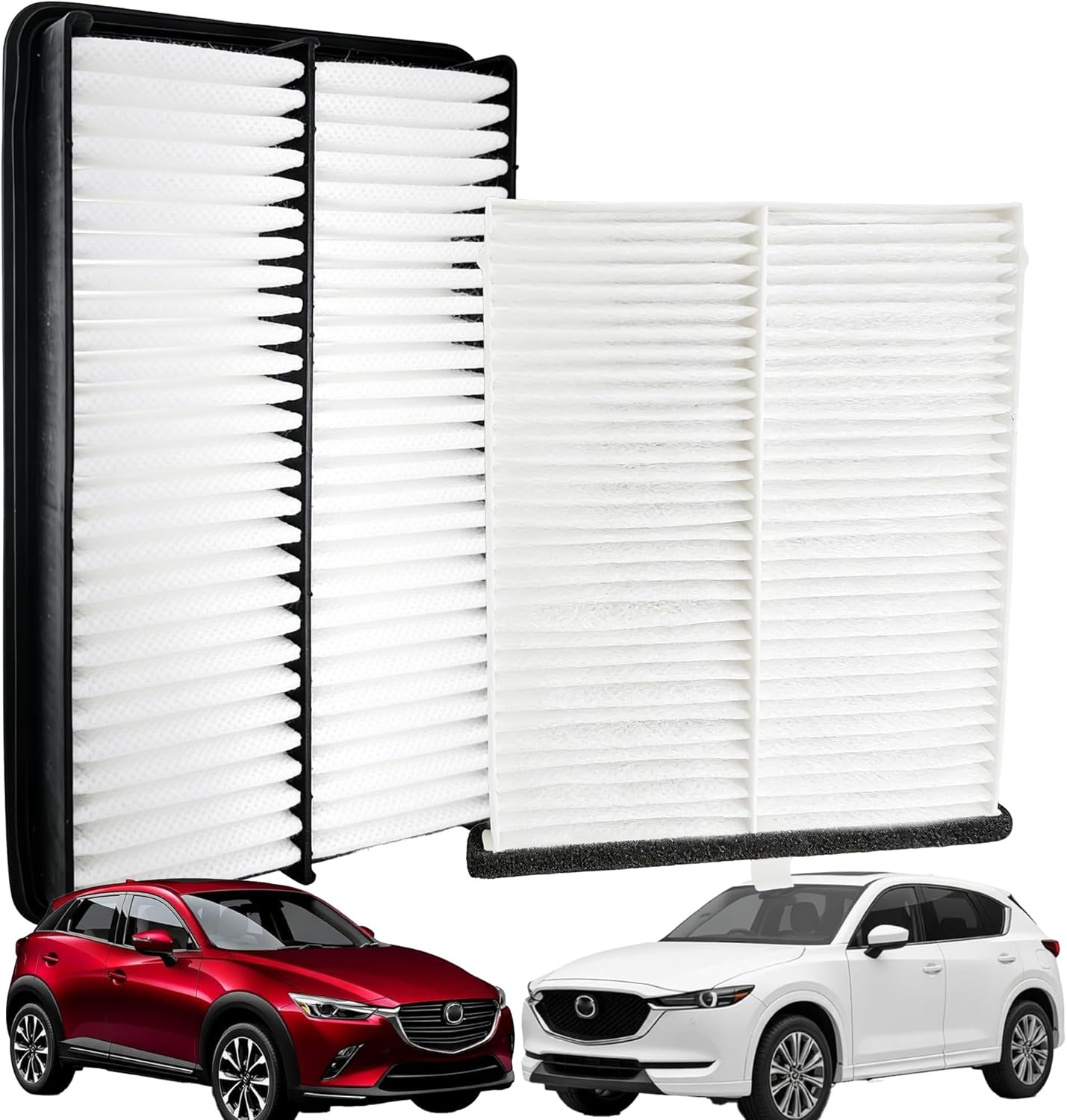 Cabin & Engine Air Filter Kit Fit for Mazda CX-5 (2013-2024) 2.0L/2.5L Non-Turbo, Mazda3 (2014-2018), Mazda6 (2014-2021), Replace KD4561J6X PE07133A0A