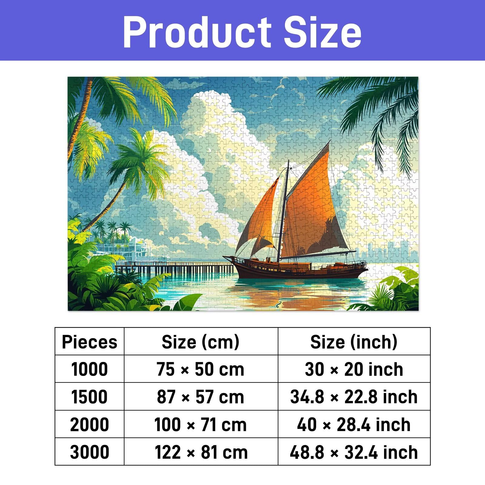 Puzzle 3000 sztuk dla dorosłych, drewniane łodzie puzzle dla dorosłych, trudne drewniane łodzie łamigłówki, rodzinne gry edukacyjne, łamigłówki z pudełkiem na prezent do dekoracji domu prezent dla