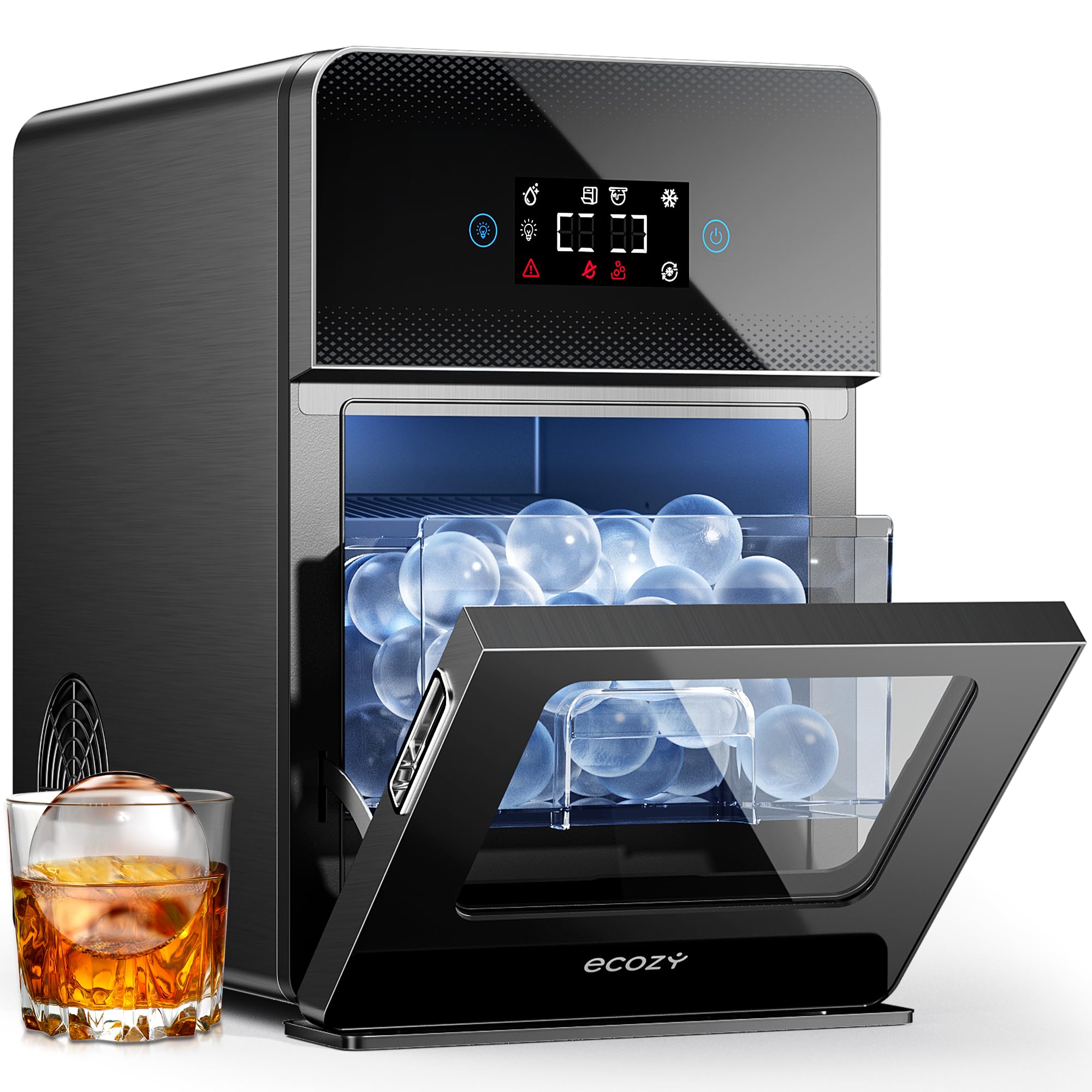 Photo 1 of ***NON FUNCTIONAL**** ecozy 2" Clear Ice Ball Maker Countertop with CrystalFlux Technology, 4 pcs in 40 Mins, 144 pcs/Day, Sphere Ice Maker with Enhanced Insulation, Automatic Water Supply, Self-Cleaning for Whiskey Bar