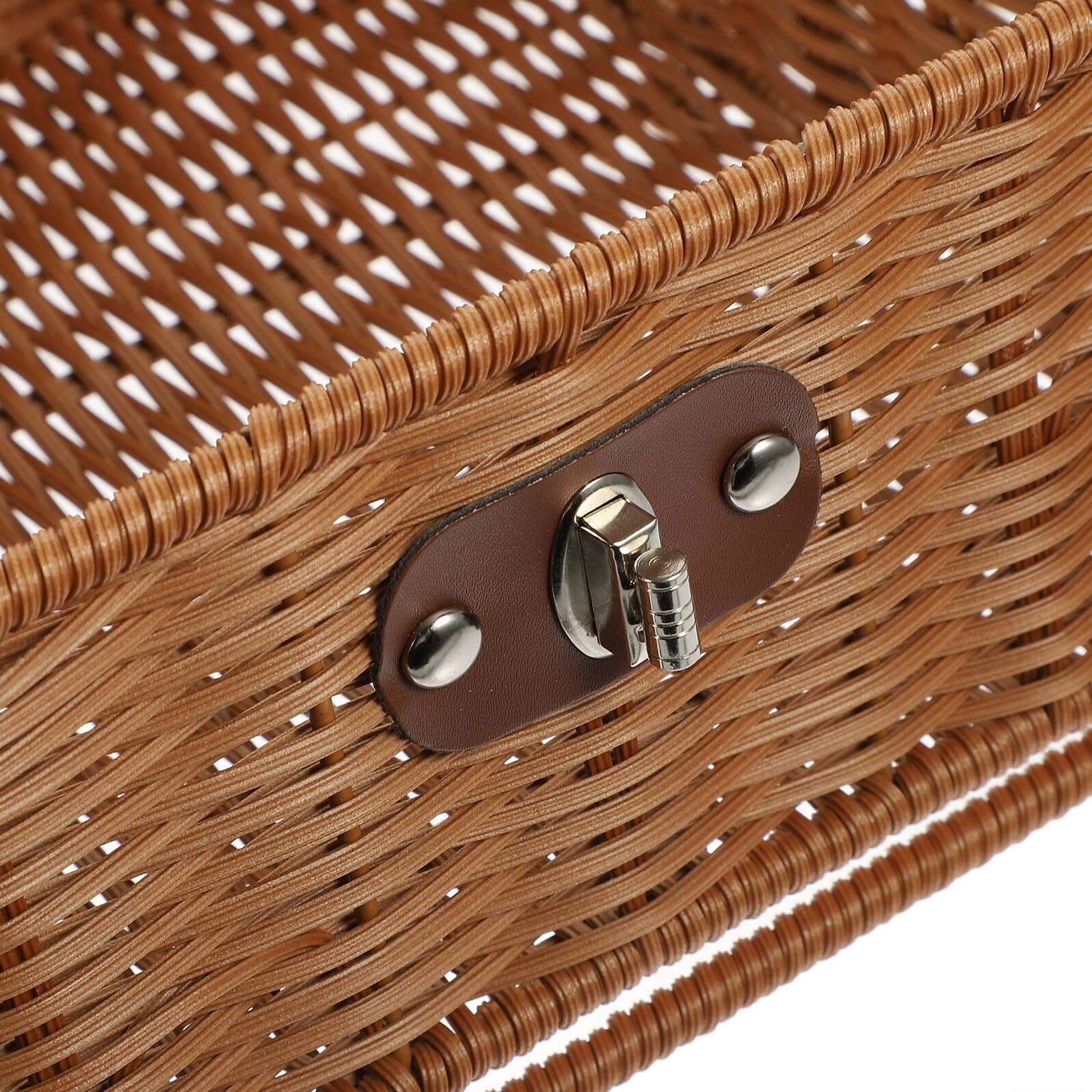 DOITOOL Cesta de Picnic Vintage Tejida a Mano de Material PP, Tamaño Mediano Asa Resistente, Cesta para Almacenar Frutas y Alimentos Adecuado para Picnic y Exteriores