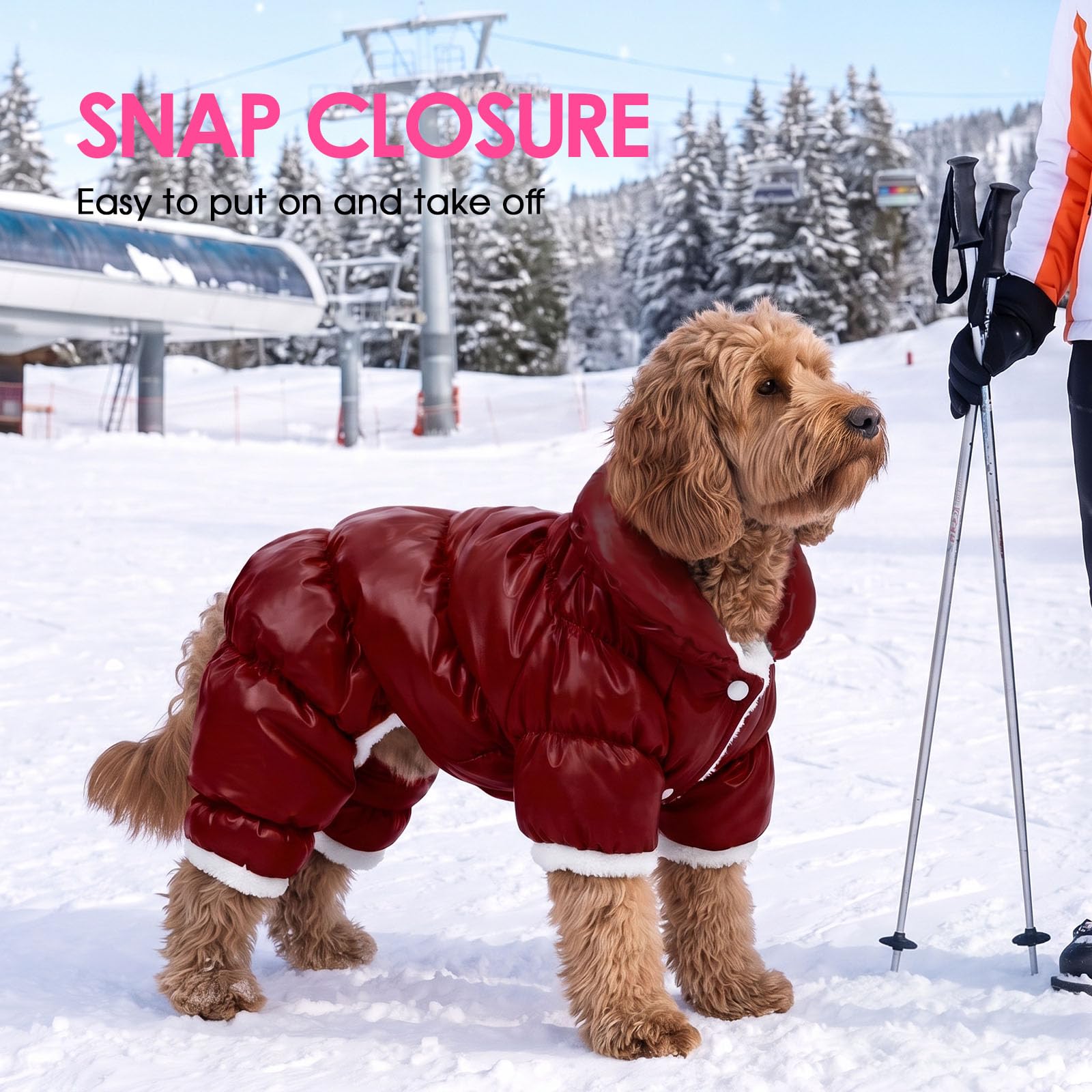 AOFITEE Hundemantel, wasserdichte Hundejacke, Ganzkörper-Hunde-Wintermantel, Schneeanzug, Winddichte Welpenpufferjacke, Schneeanzug mit Beinen, Haustier-Fleece-Winterweste, Mäntel für kleine Hunde