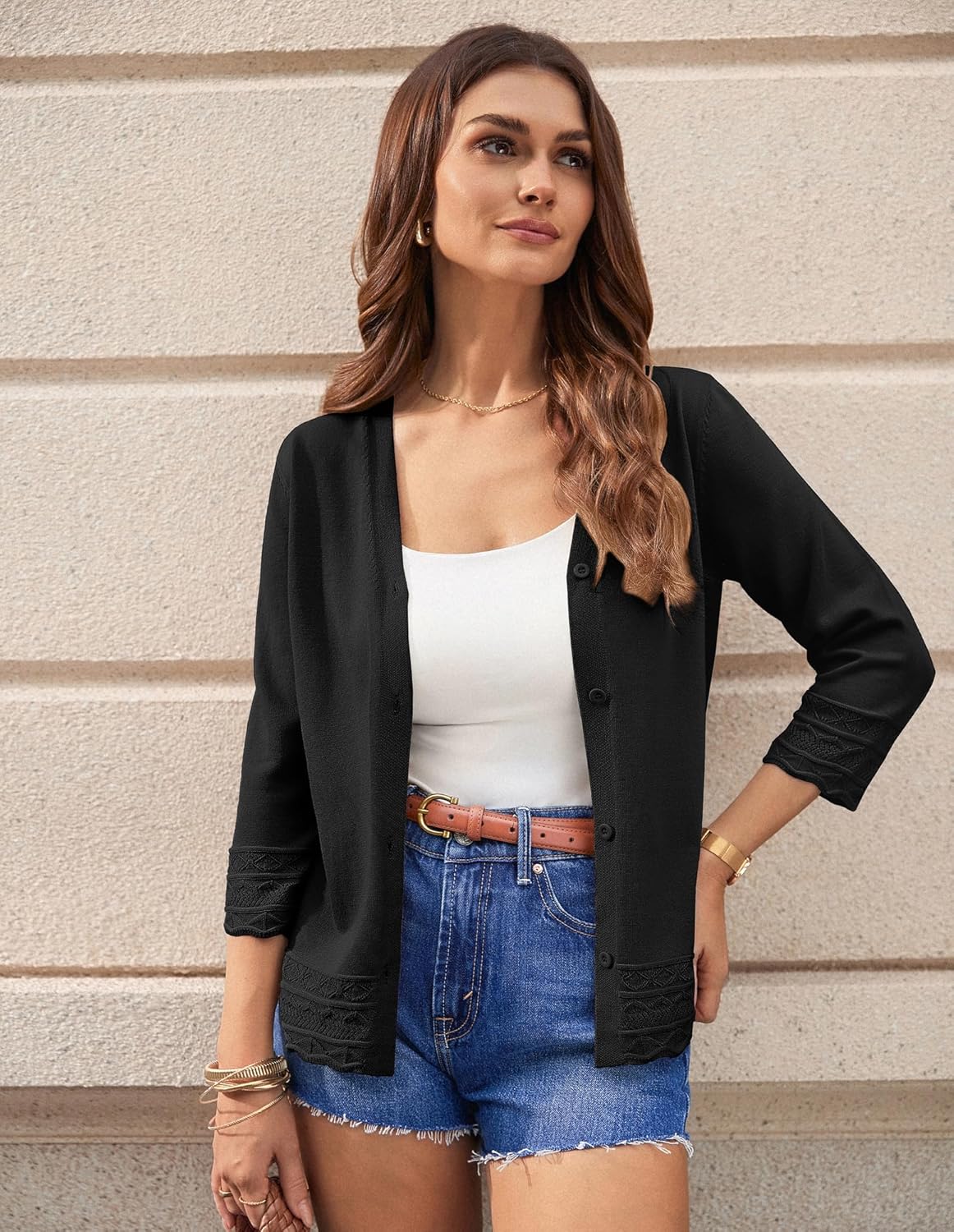 GRACE KARIN Cardigans for Women Trendy 3/4 Sleeve Lightweight Cardigan Spring Button Down Sweater Tops 2026 - Image 5