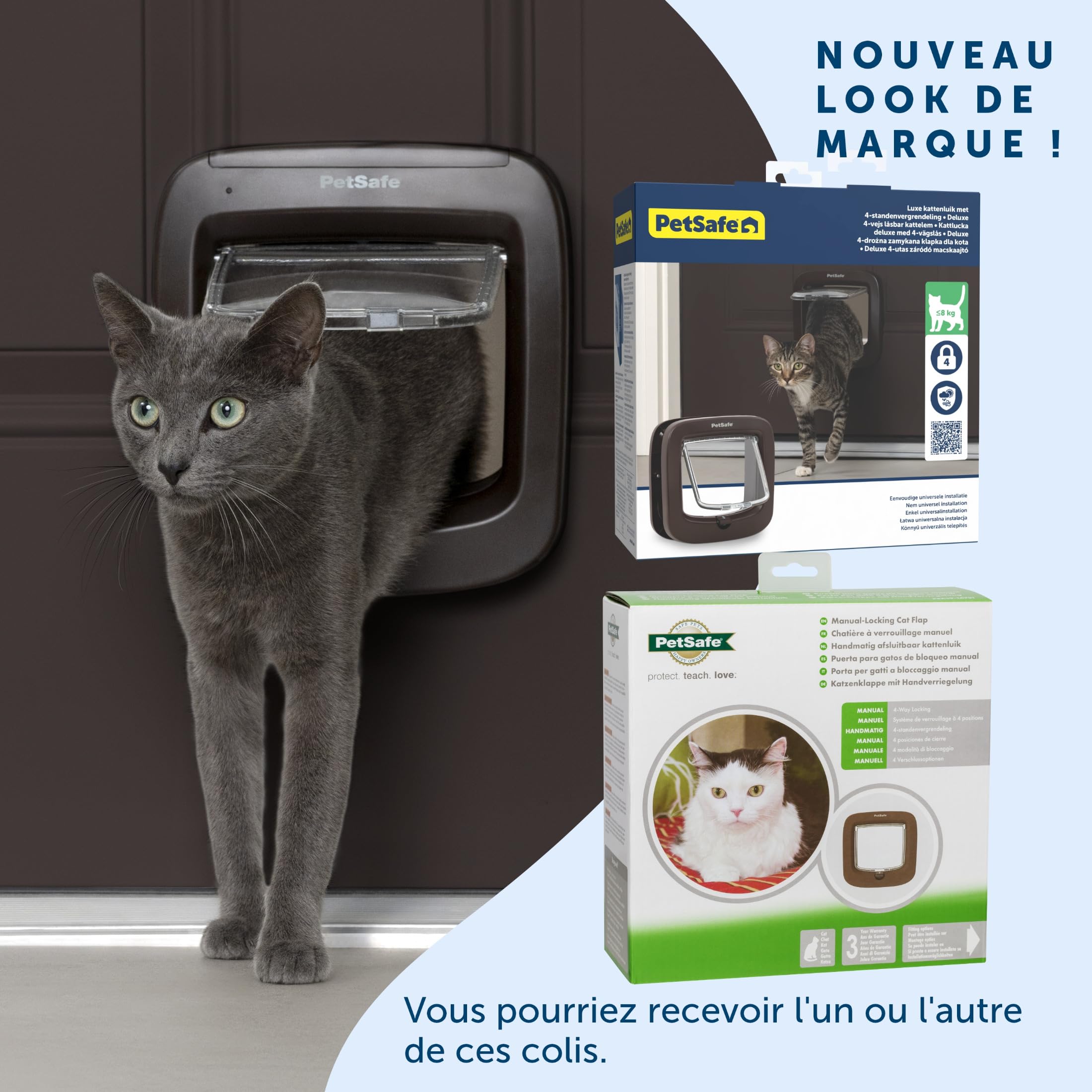 PetSafe - Chatière Manuelle - Système à 4 Options de Fermeture, Économique, Installation Facile - Marron