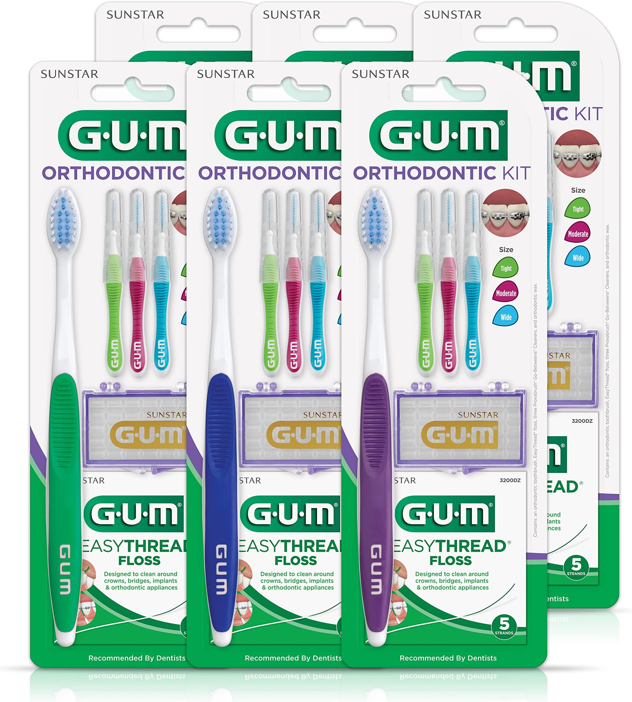 GUM Orthodontic Kit Features Orthodontic Toothbrush, 3