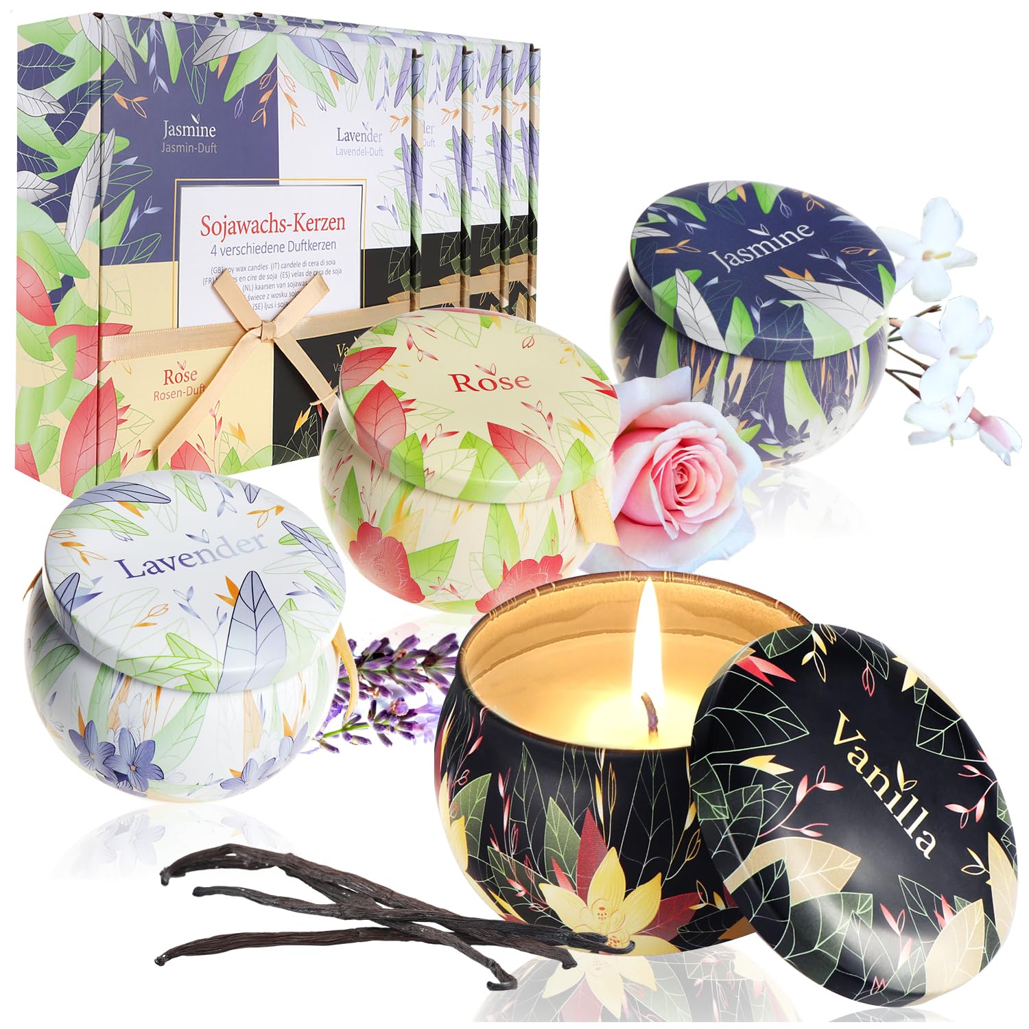 Duftkerzen-Set - Sojawachskerzen für Frauen und Männer Geburtstagsfeiern und Muttertag - Aromatherapie-Kerzen für Entspannung und Stressabbau