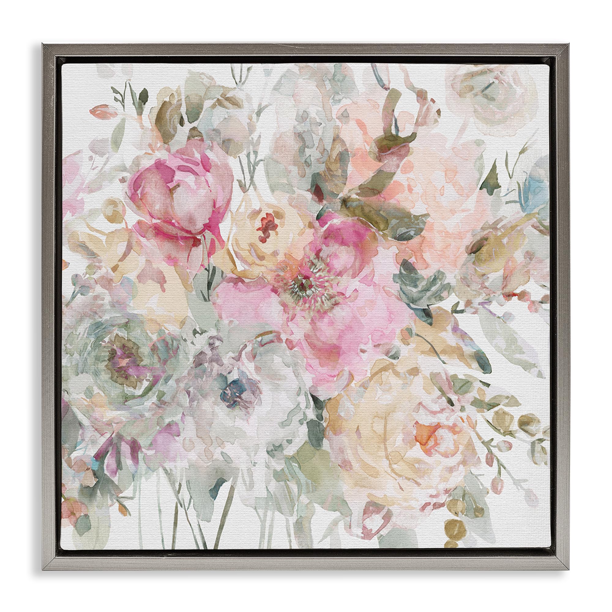 Stupell Industries Luster Gray (Matte) Romantic Pastel Floral Petals, 24 X 24 Inch Canvas In Floater Frame