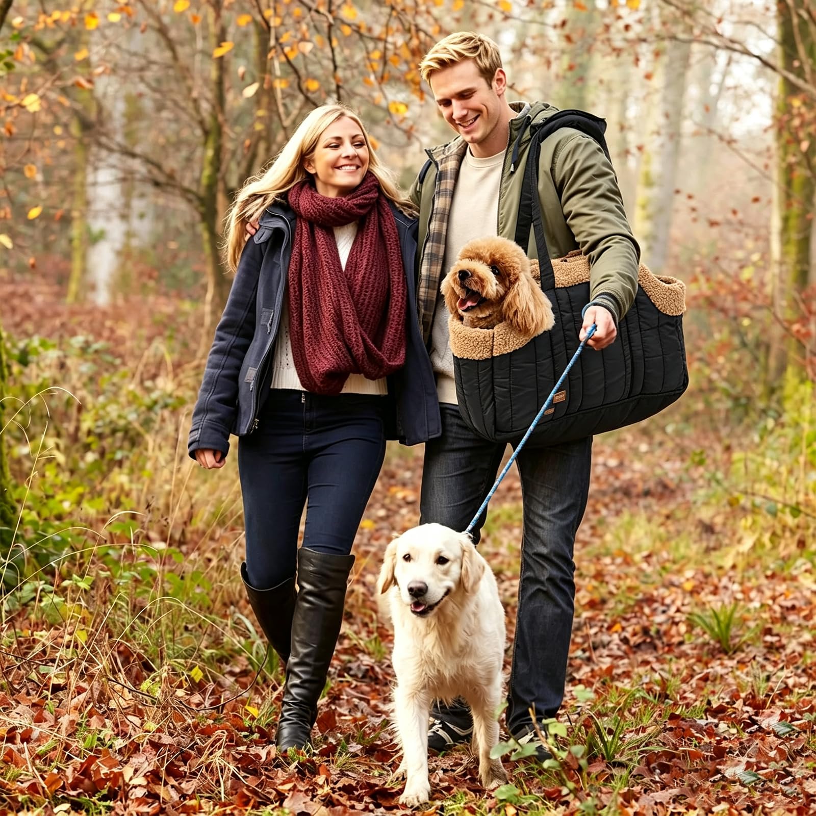 PETCUTE Tragetasche Hund und Katzen,Faltbare Warm Hundetragetasche Schultertasche mit Sicherheitshaken,Kopf heraus Welpentasche für Kleine Hunde Welpen Katzen