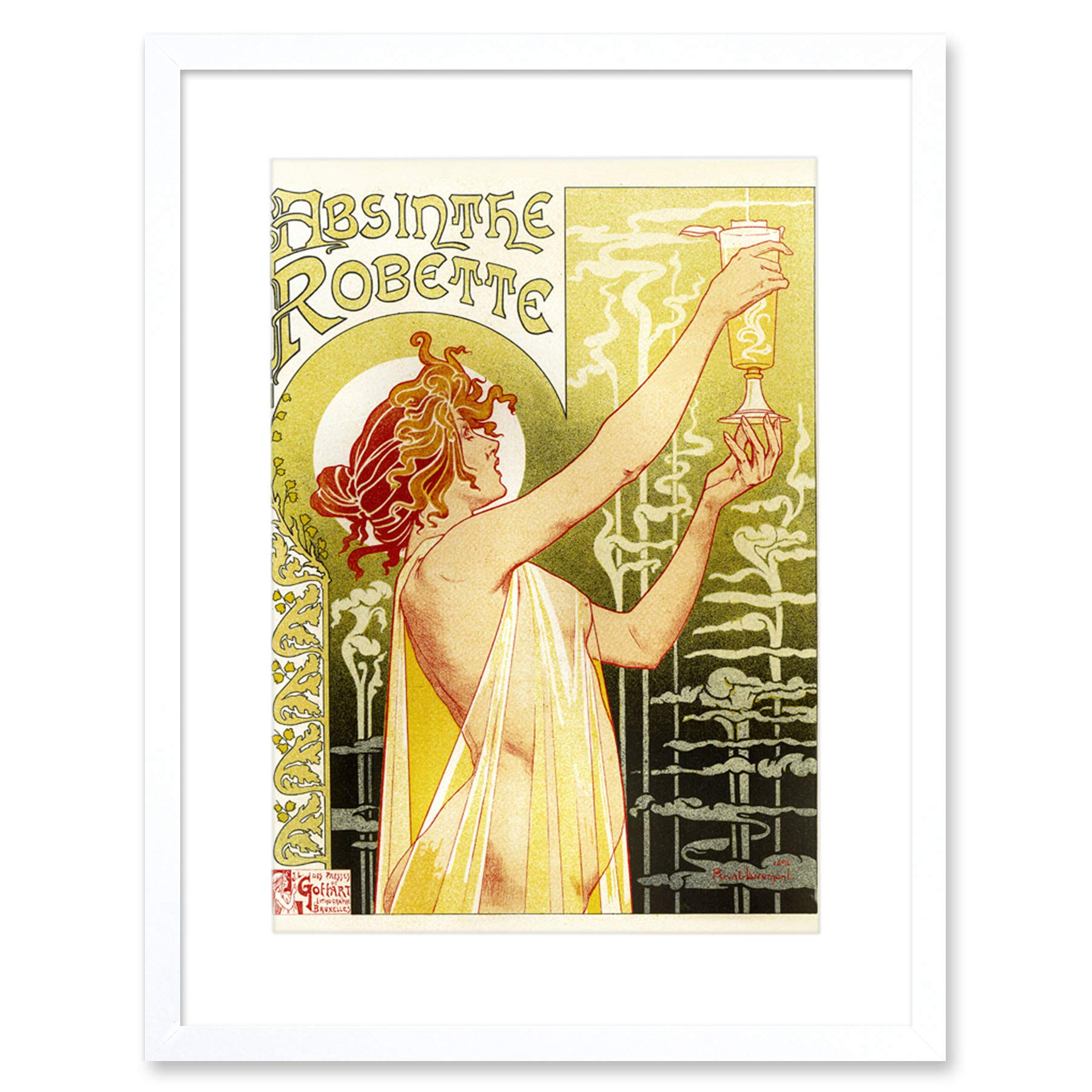 Wee Blue Coo Absinthe Robette Belgium Classic Artwork Framed Wall Art Print 12X16 Inch