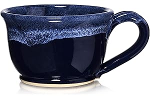 18oz Mug for Coffee, Latte, Cappuccino, Soup- Handmade in the USA, Uncommon Clay (Blue/White)