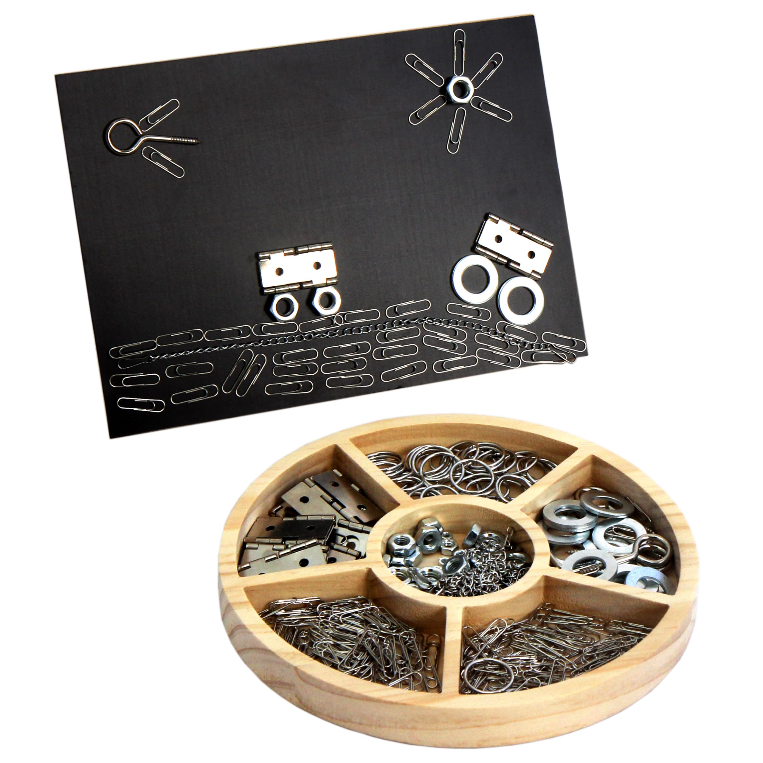 Metal Loose Parts Learning Kit with Magnetic Board and Tray Set, STEAM Activities for Kids Ages 3+, Montessori & Reggio-Inspired Kindergarten Preschool Classroom Materials