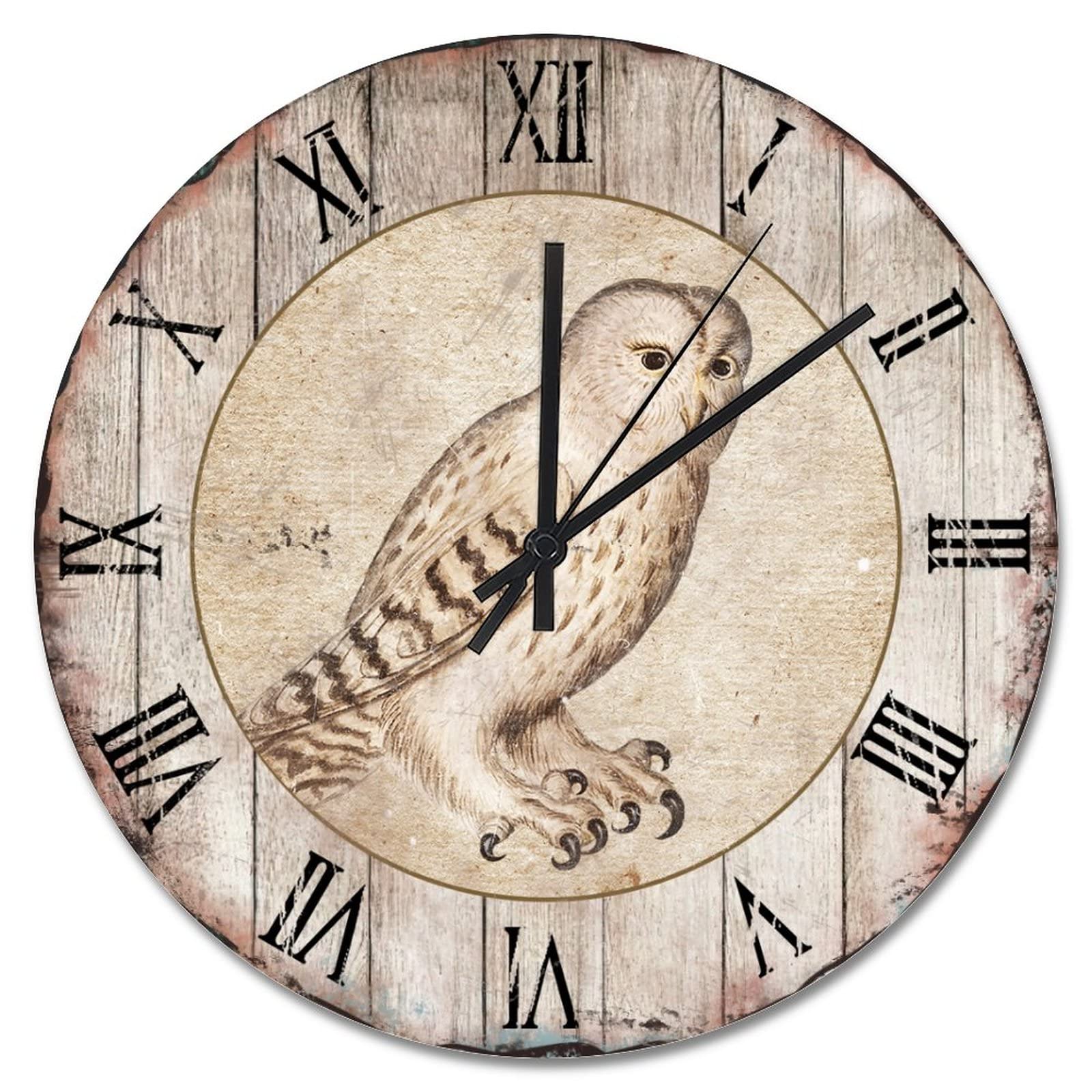 Horloge murale vintage en bois silencieuse 38 cm grande taille pour cuisine et bureau