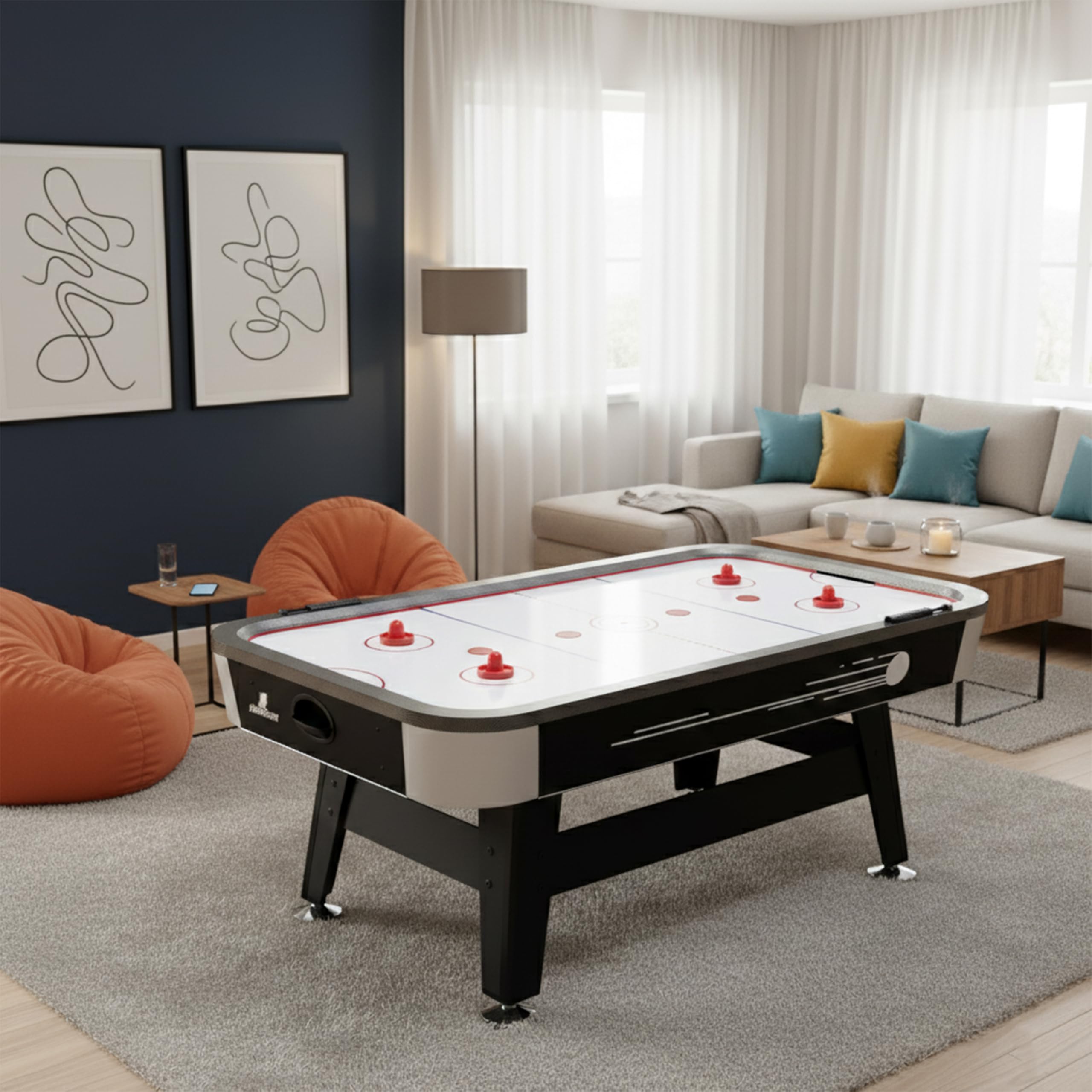 Cougar Super Scoop Mesa de Air Hockey 7ft | airhockey Table/Juego de Mesa Interior con Ventilador y Accesorios para ninos y Adultos