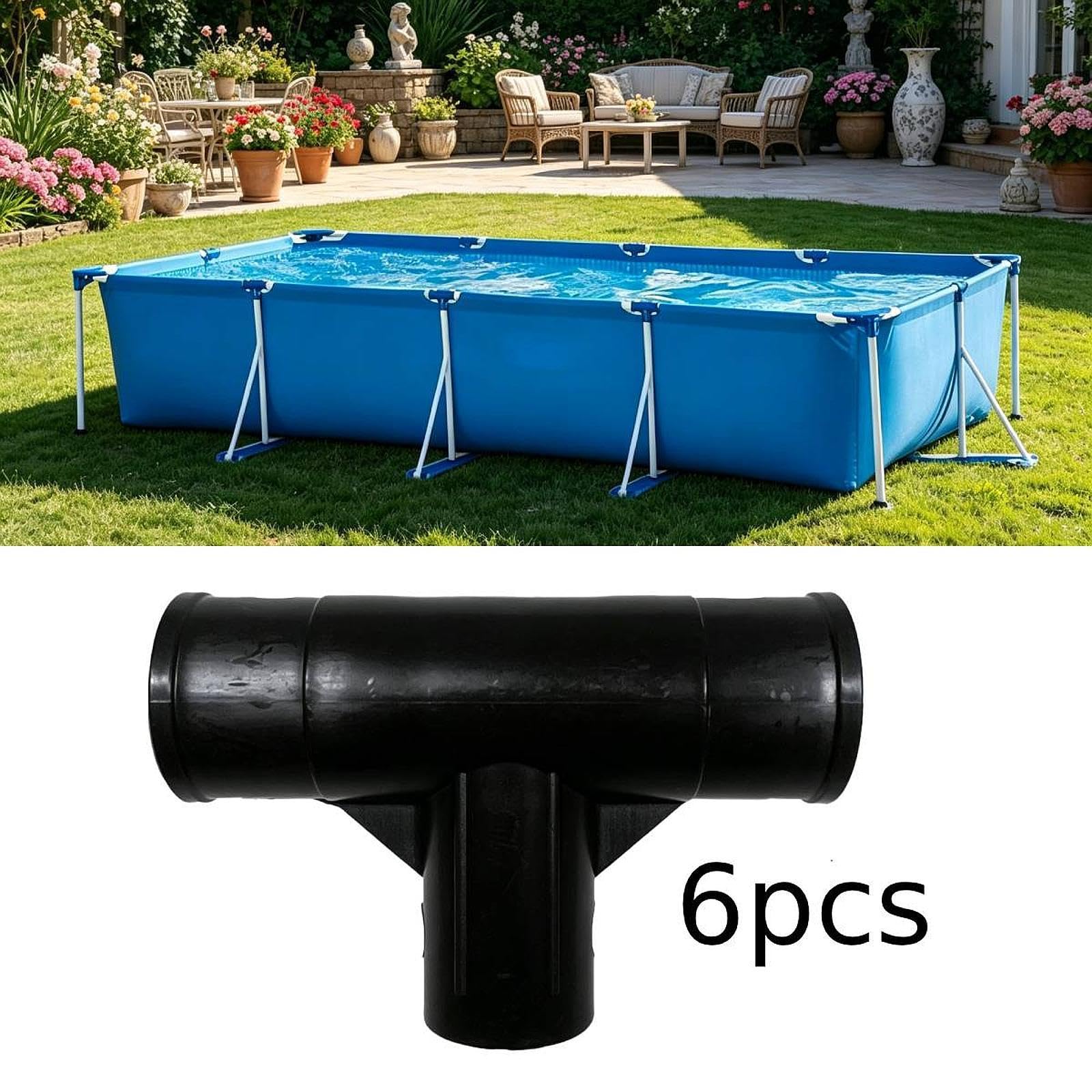 Sharplace 6 Conectores de Reparación de Marco con Junta en T para Patas Y, Accesorios para Piscinas con Marco Rectangular 28273, Negro