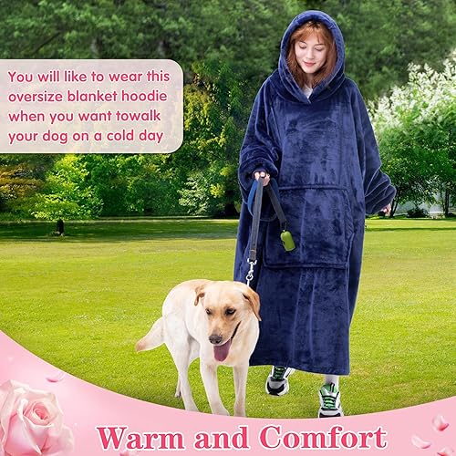 Miniatura 5 de Waitu - Sudadera tipo manta, para regalar a hombre o mujer, muy cálida y agradable, grande, con capucha, de gruesa franela, con mangas y un bolsillo