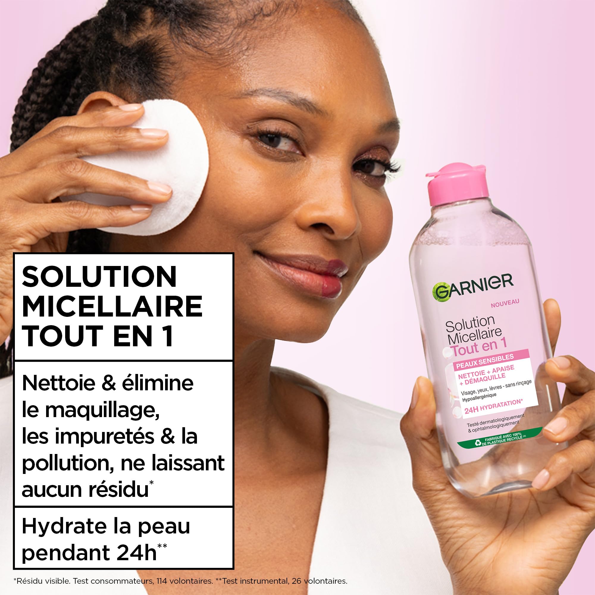 GARNIER Skin Active - Solution Micellaire Tout-En-1 - Nettoie, Démaquille & Hydrate - Micelles & Glycérine Hydrantante - Sans Parfum - Visage, Yeux, Lèvres - Peaux Sèches & Sensibles - 400 ml - 5