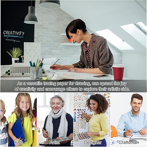 Miniatura 7 de 110 hojas de papel de calco para dibujo, papel de rastreo de 9 x 12 pulgadas, almohadilla de papel de calco de papel vitela translúcido, almohadilla