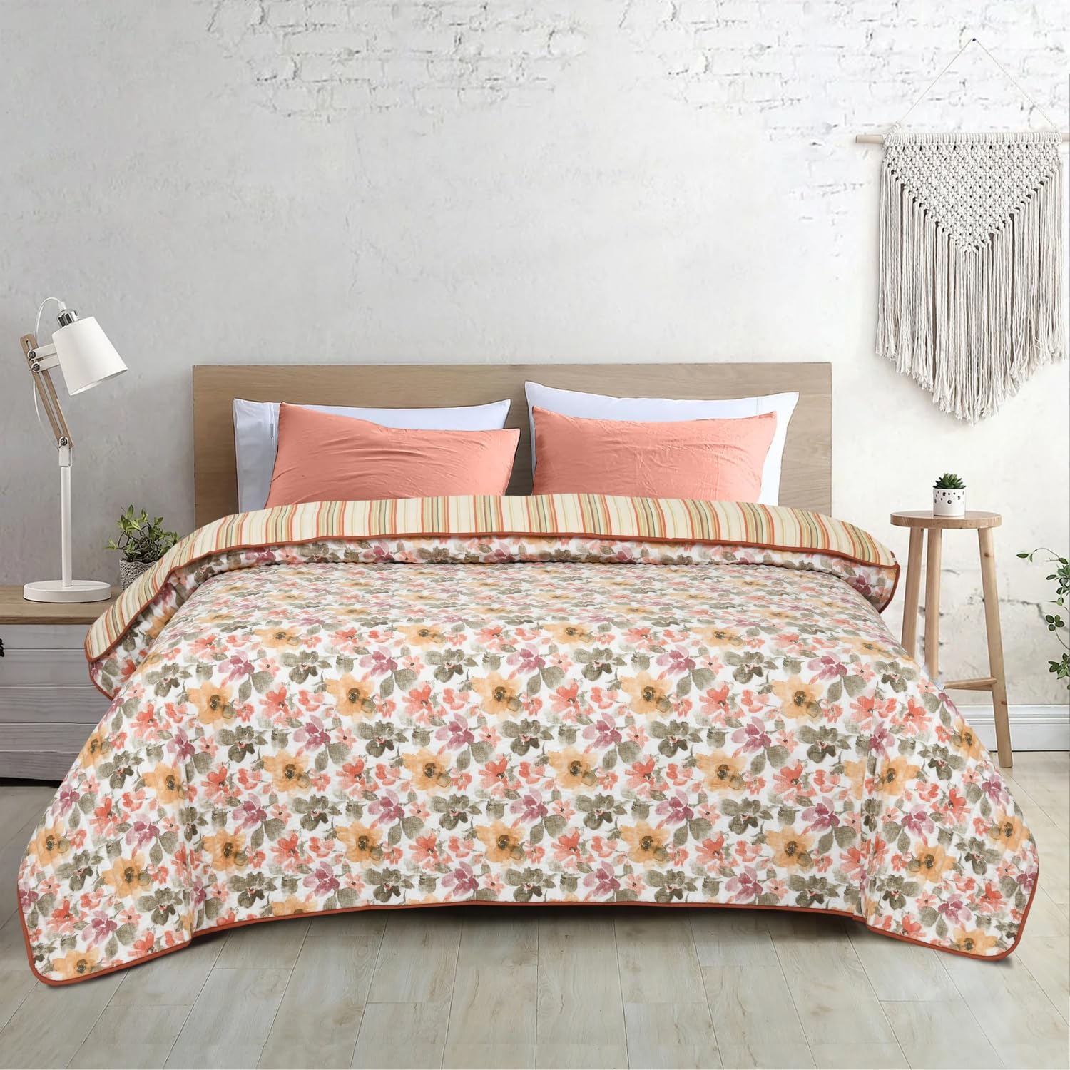 haus & kinder Reversible Single Comforter Shibui Bloom | Ultra Soft Peach Finish | Digital Floral Print | 150x220 cm (58"x88") | Microfiber 90 GSM | Recron Polyfiber Fill | Multi-image-17