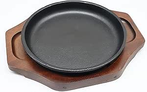 アサヒ ステーキ皿(木台付) 鉄鋳 ホットトレー 丸型 15セット(木台のままIH調理器で加熱調理保温が出来る特許商品)