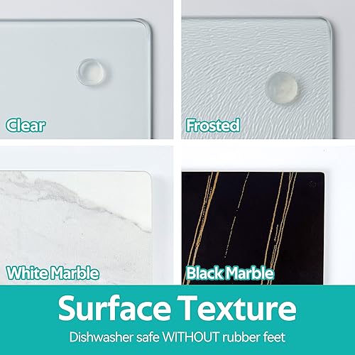 Vista 30 de Murrey Home Juego de tablas de cortar de vidrio para encimera de cocina, tablas de cortar de vidrio templado, aptas para lavavajillas, pequeña