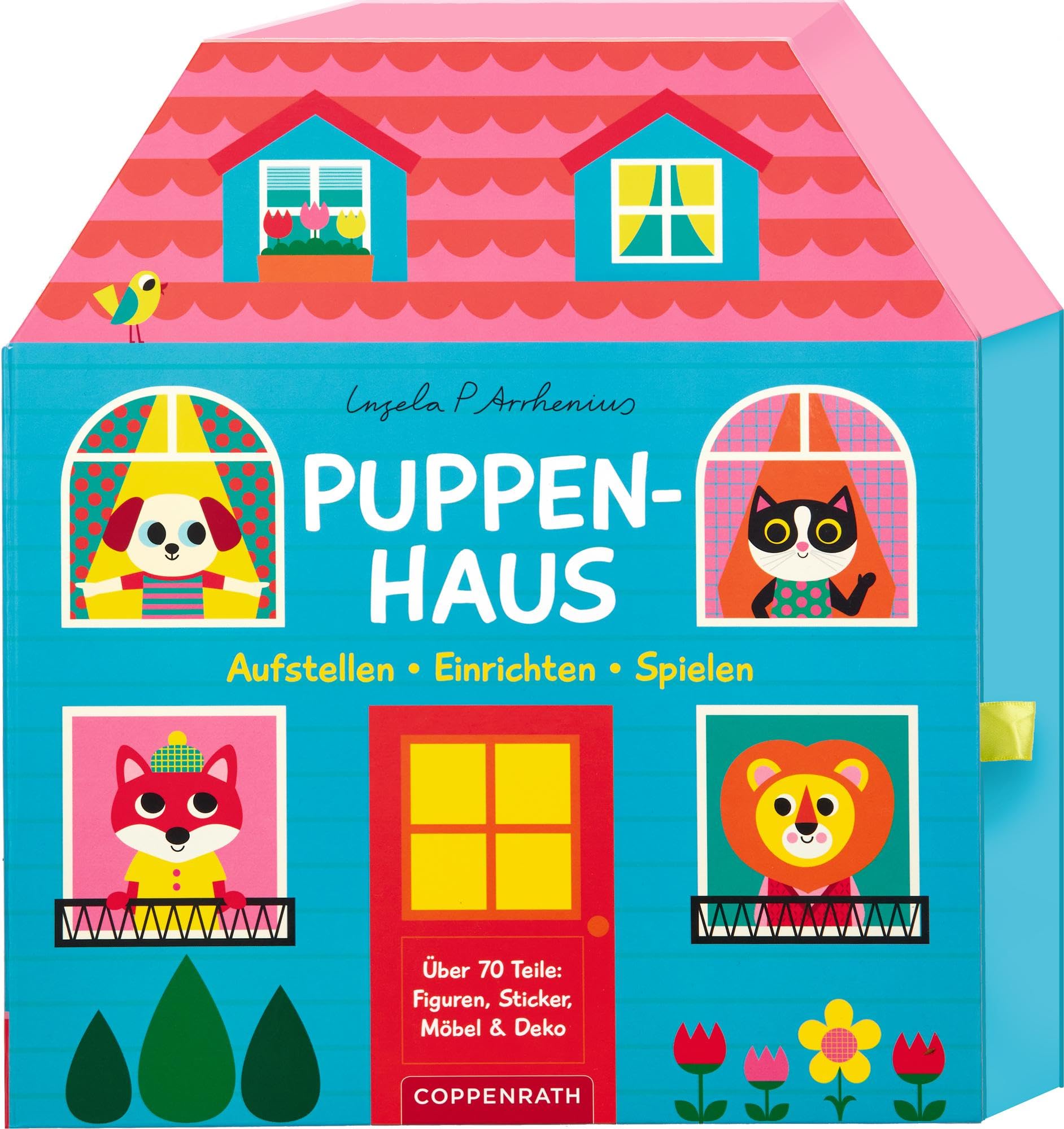 Puppenhaus | Aufstellen, Einrichten, Spielen | Spielbuch zum Aufklappen mit über 70 Figuren, Möbeln, Stickern und Aufbewahrungsbox für Kinder ab 3 Jahren