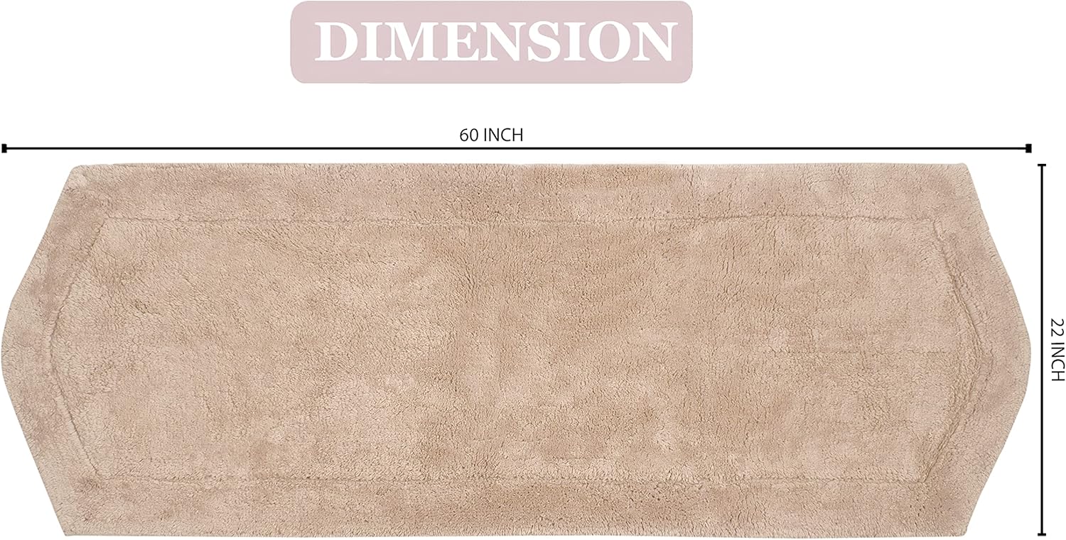 Home Weavers Waterford Collection 100% Cotton Tufted Bath Rug, Extra Soft and Absorbent Bath Rugs, Non-Slip Plush Bath Carpet, Machine Wash Dry, Bath Mats for Bathroom Floor, 22" x 60" Runner, Linen 22"x60" Runner Linen