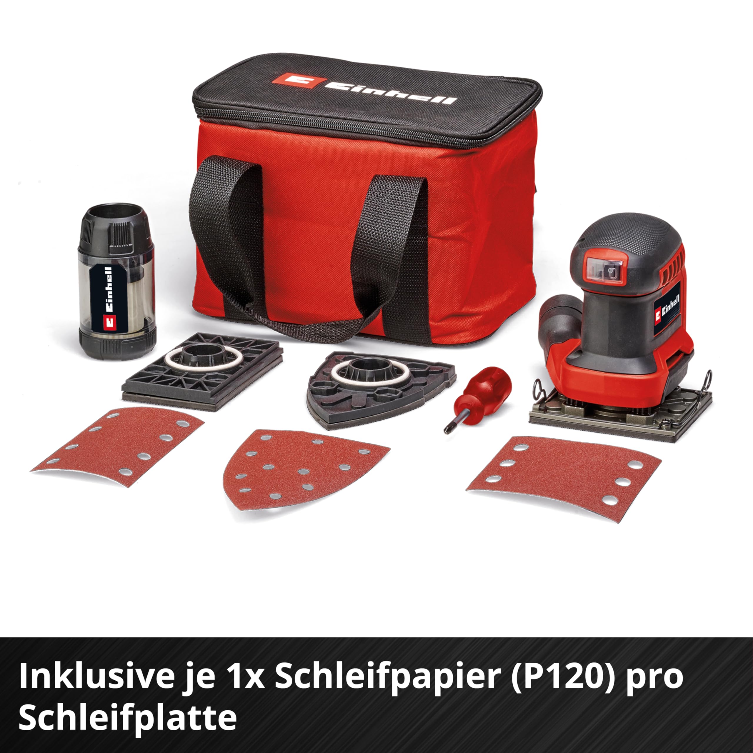 Einhell Akku-Faustschleifer TE-OS 18/113 3X Li-Solo Power X-Change (18 V, Schwingschleifer, 3x wechselbare Schleifplatten, 1,8 mm Schwingkreis, inkl. Zubehör ohne Akku)