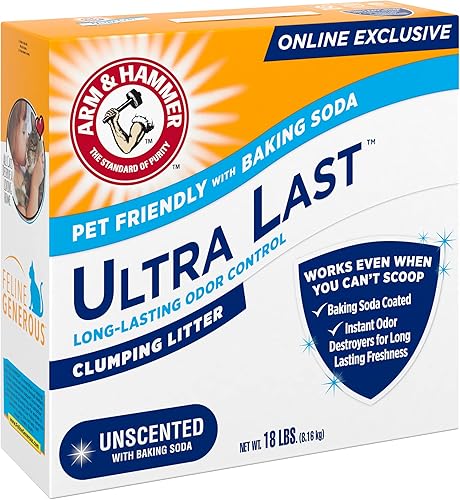 Miniatura 12 de ARM & HAMMER Ultra Last Clumping Cat Litter Unscented MultiCat 18 Lbs. Pet Friendly with Baking Soda Odor Control Litter