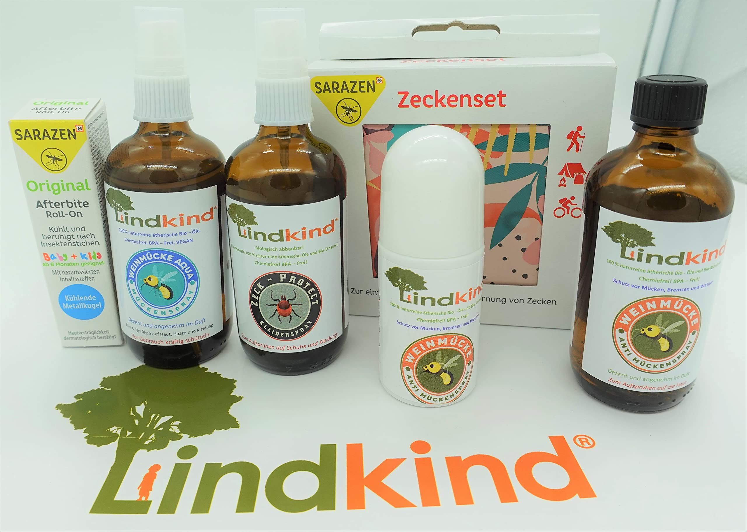 Set Mückenspray u. Zeckenspray aus Bio - Produkten + Zeckenzange Afterbite nach dem Stich Stift