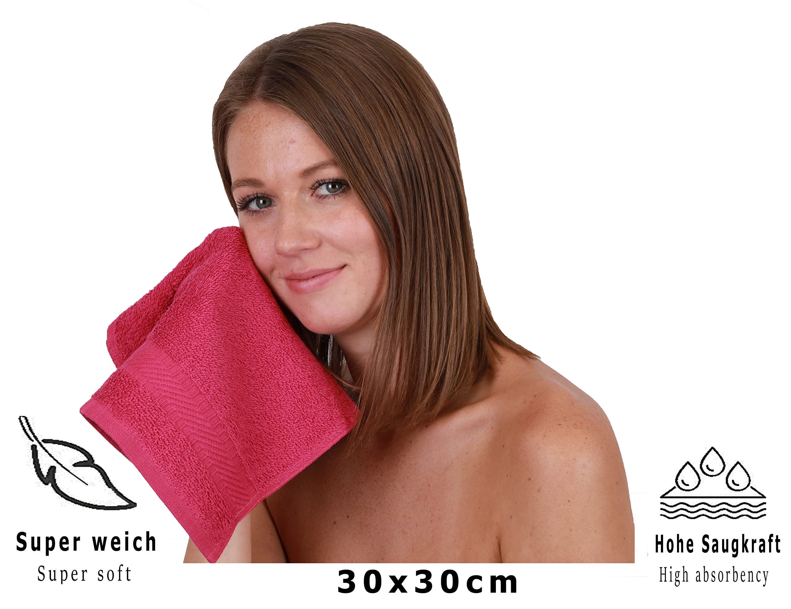 Betz 20 Piece Face Cloth Set Neapel 100% Cotton 20 Face Cloths Size 30 x 30 cm (cranberry red) - Image 2