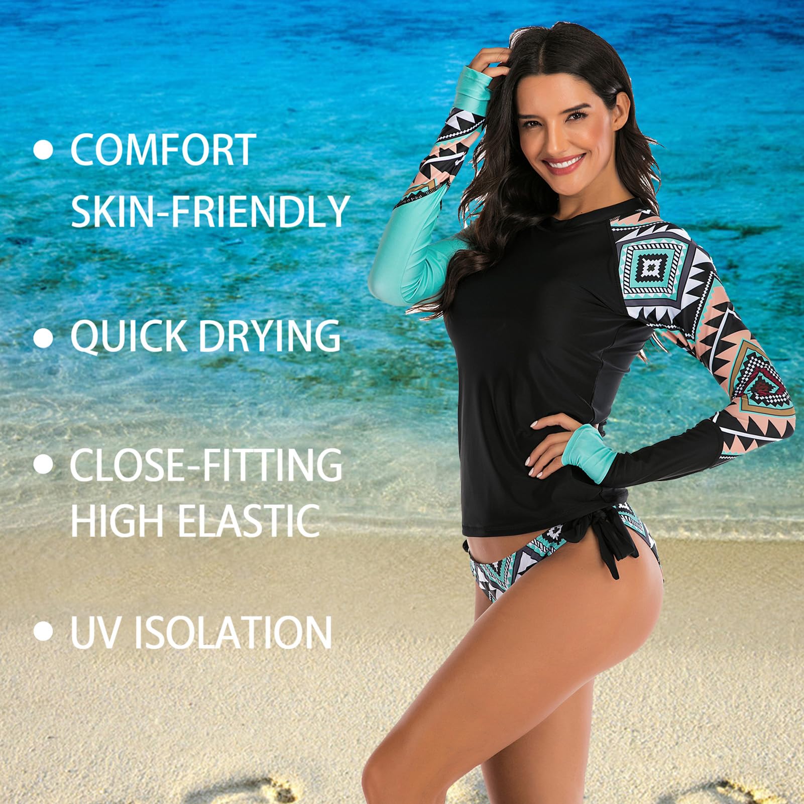 Split Muta da Donna Estiva Costume da Bagno Sottile Ad Asciugatura Rapida Protezione Solare A Maniche Lunghe Anti-Medusa da Spiaggia Muta da Sub da Spiaggia