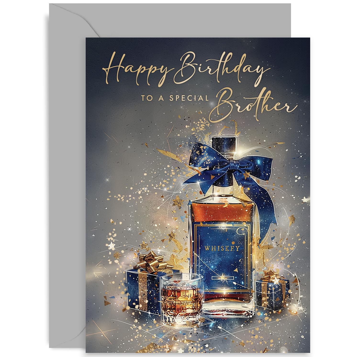 Old English Co. Biglietto Di Auguri Per 16° Compleanno Per Lui - Con Coriandoli Dorati E Numeri Blu, Formato 127x178 Mm, Carta 280g/m², Interno Vuoto, Busta Inclusa
