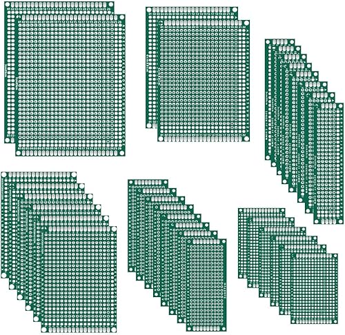 Kit de prototipo de placa PCB de doble cara de 32 piezas, 6 tamaños, protoboard de circuito impreso universal para proyectos de soldadura DIY