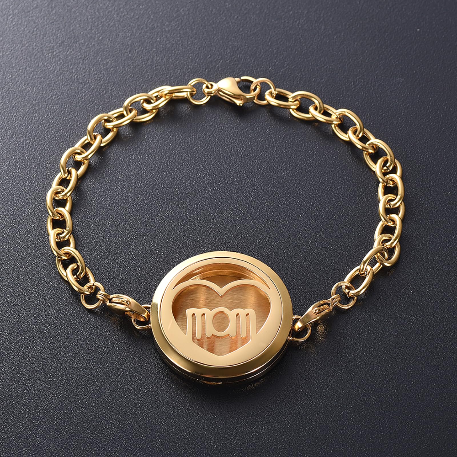 Hollow Love MOM Dyfuzor olejków eterycznych ze stali nierdzewnej Perfumy 12 podkładek Bransoletka pamiątkowa, 1,18 cm
