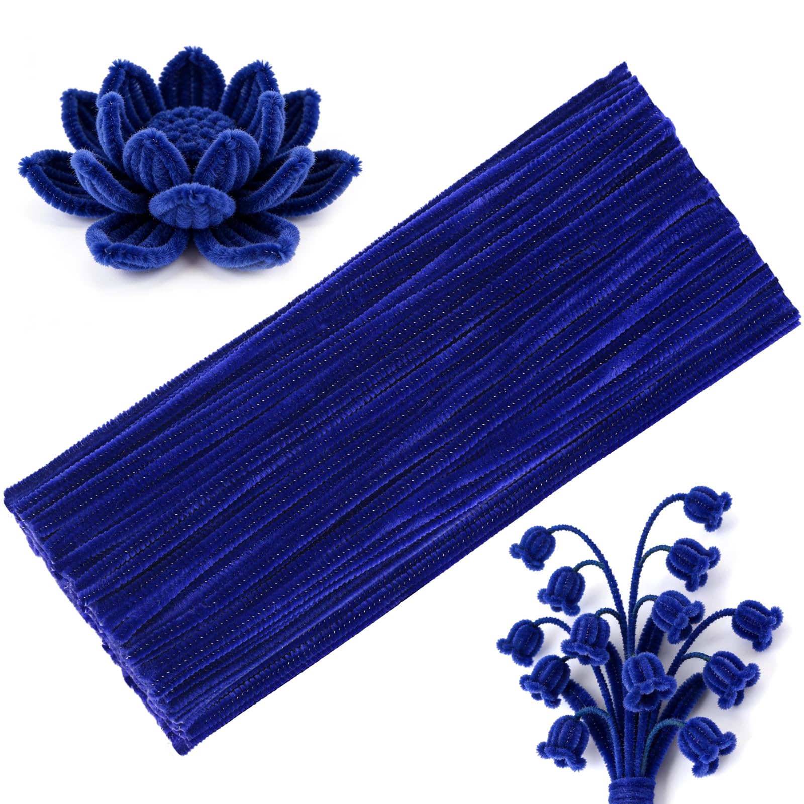 100 Pcs Dark Blue Pipe Cleaners Bulk Craft Suppies Chenille Stems