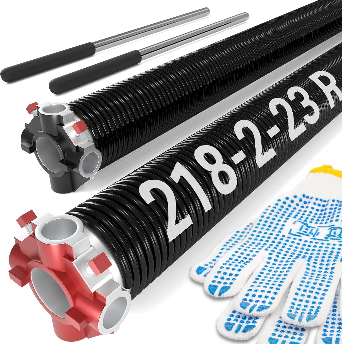 Pair of Garage Door Spring 0.218 x 2” x 23” (Pair), 18000 Cycles Garage Spring Door Replacement, Heavy-Duty & Long-Lasting Garage Door Torsion Spring