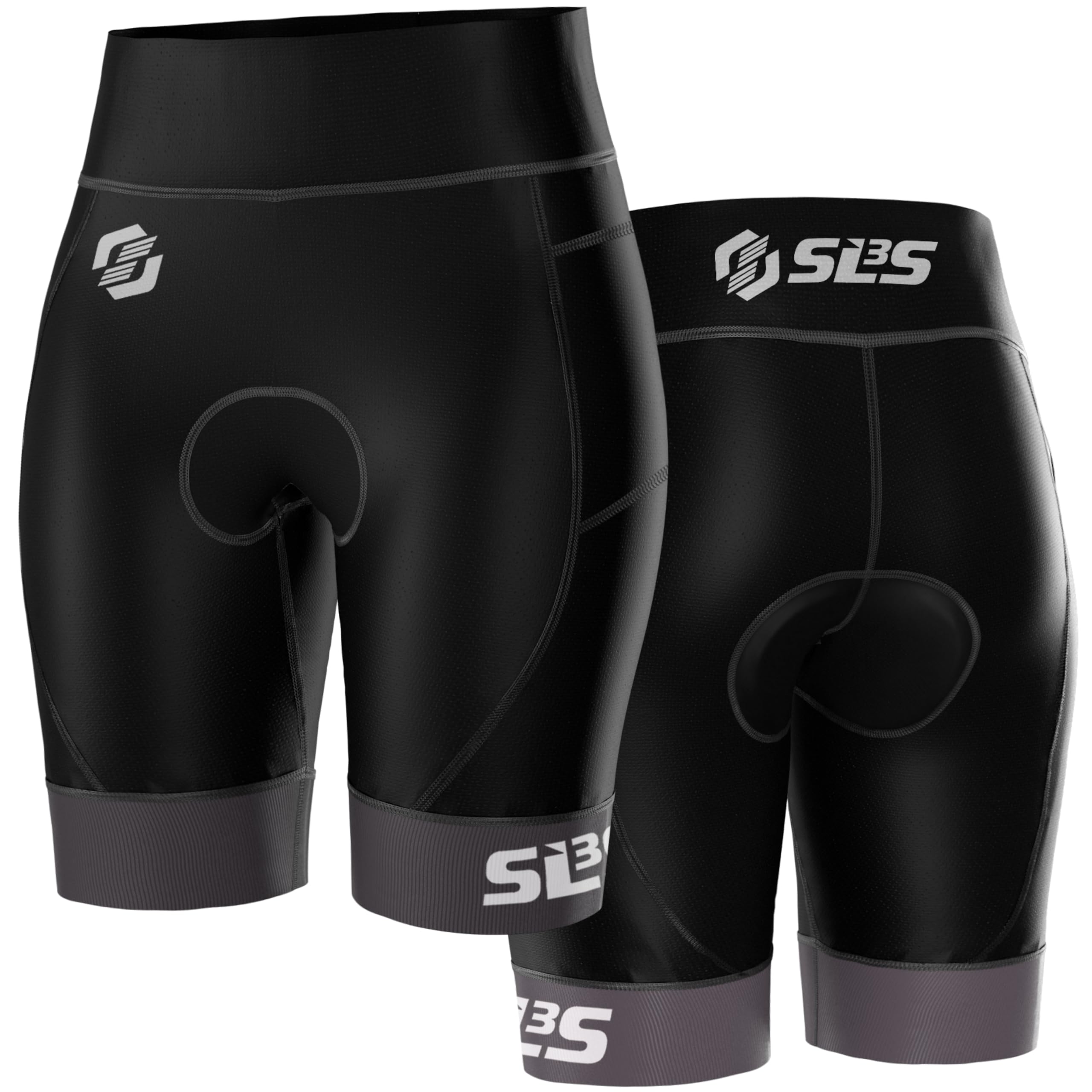 SLS3 Damskie szorty triatlonowe – Elite Raven Black | Tri-Design (pływanie/rower/bieganie), szybkoschnąca wyściółka, antypoślizgowe zakończenia nogawek, zintegrowane kieszenie