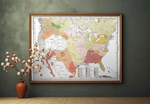 Miniatura 6 de 1650 tribus nativas americanas de Estados Unidos mapean idiomas indios, póster de acciones lingüísticas, póster histórico sin marco, decoraciones de