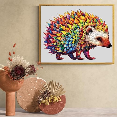 Miniatura 7 de WOODBESTS Rompecabezas de madera para adultos, lindo rompecabezas de erizo (L, 260 piezas, 13.7 x 10 pulgadas), hermosa caja de madera, rompecabezas