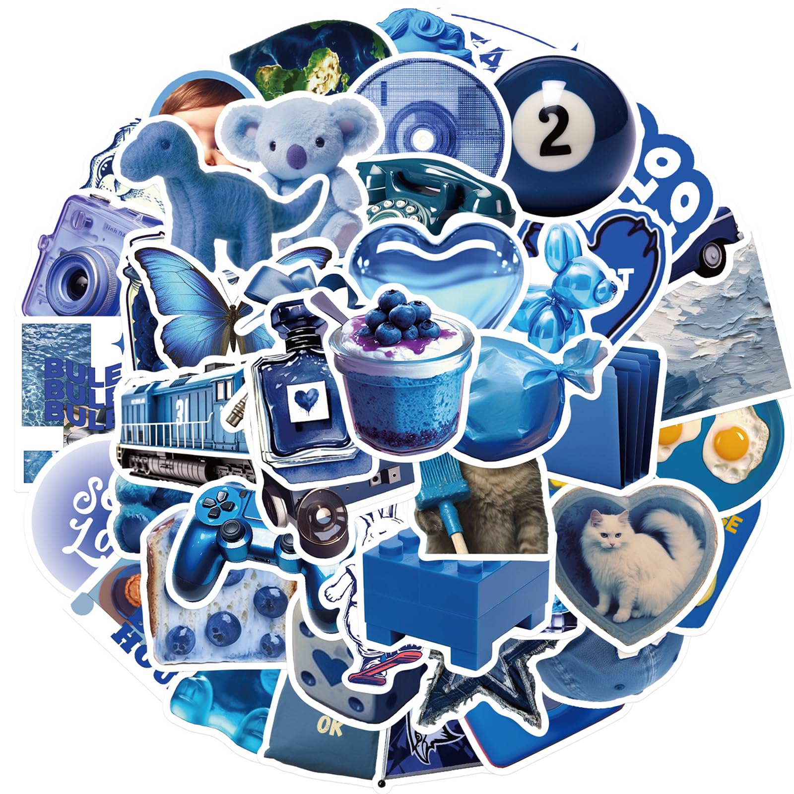 50Pcs Cute Blue Girl Stickers Waterproof Vinyl Y2K Blue Aesthetic Decals for Bike Water Bottles Laptop Bicycle Refrigerator Cup Luggage Computer