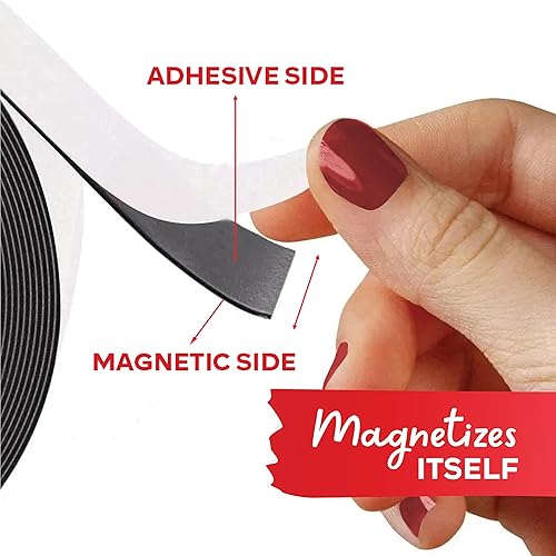 Miniatura 9 de XFasten Cinta magnética fuerte para pizarra blanca, tiras de cinta magnética de 2 pulgadas x 10 pies con respaldo adhesivo, cinta magnética