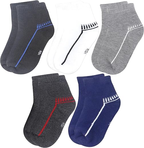 Neska Moda Boys & Girls Pack of 5 Pairs Terry Cotton Ankle Socks (Multicolor) -SK654