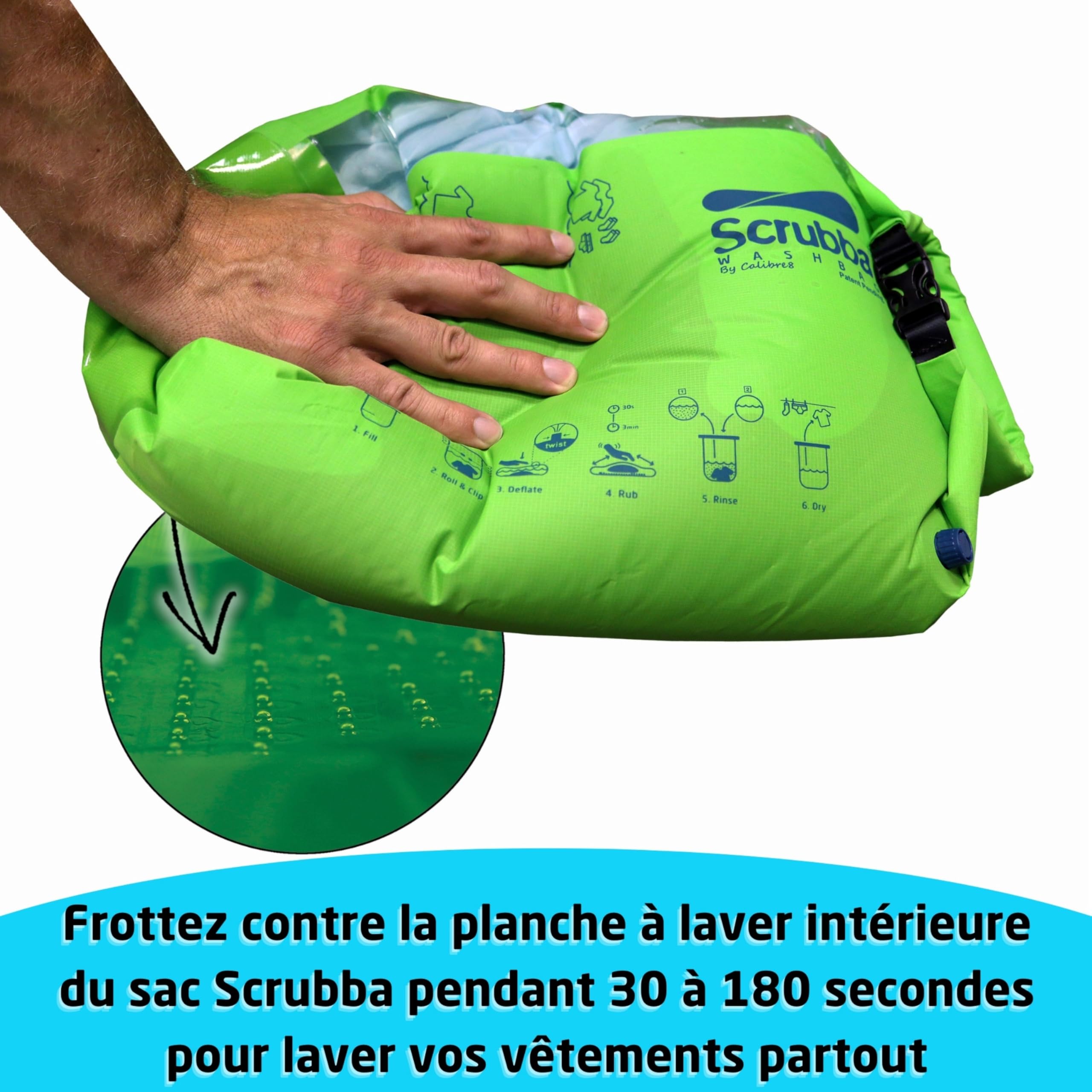 Scrubba Sac Lave-Linge Portatif 2.0 - Sac Étanche D’essorage pour le Voyage, Camping, Randonnée - Essentiel pour Faire Sa Lessive Pendant Son Voyage