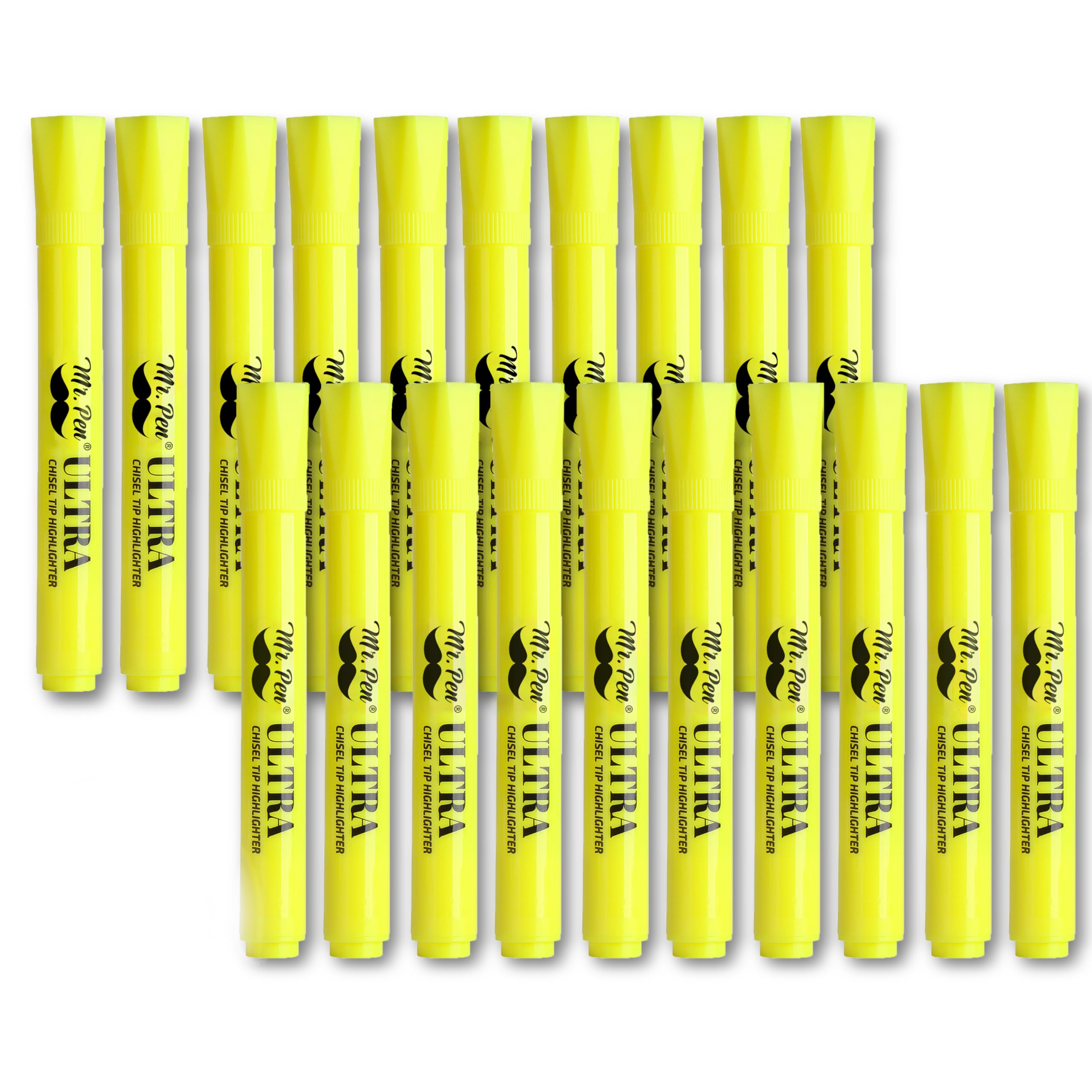 Mr. Pen- Fluorescent Yellow Highlighters Markers, Chisel Tip, Pack of 20, Tank Style Highlighter Pen, Yellow Fluorescent Highlighter