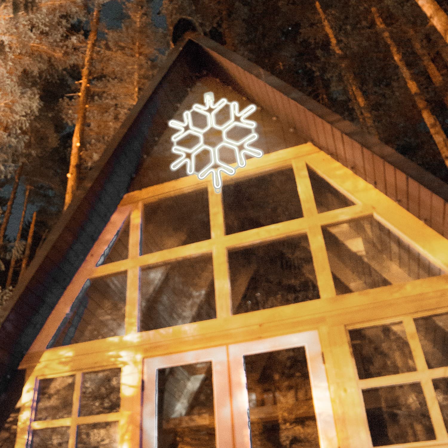 SALCAR Flocon de neige lumineux néon, 40 cm, panneau LED, guirlande lumineuse décorative pour Noël