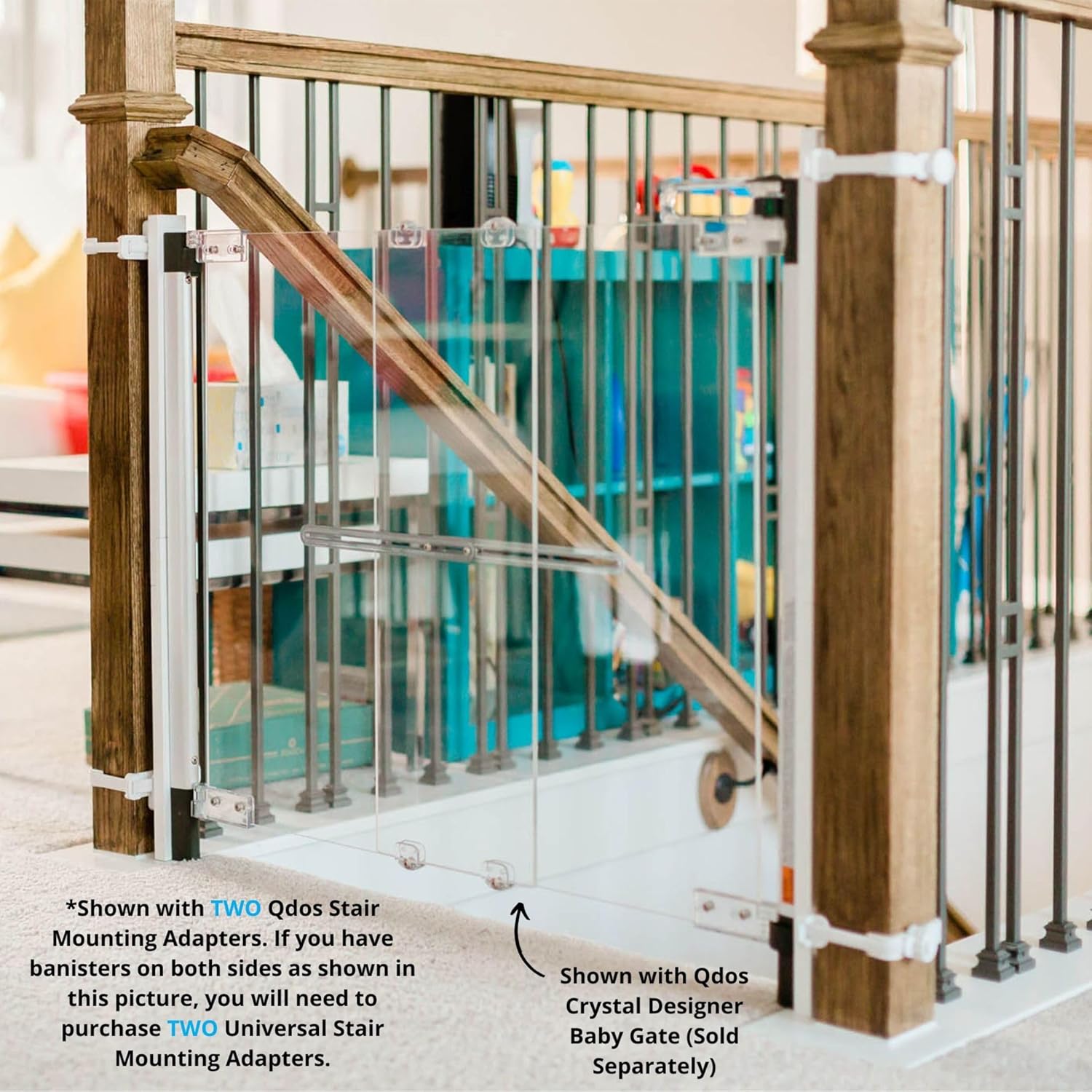 Qdos Safety Universal Stair Mounting Adapter for All Baby Gates | White | Universal Solution for Gate Installation on Banisters and Spindles - No Screws in Banister - Easy Installation