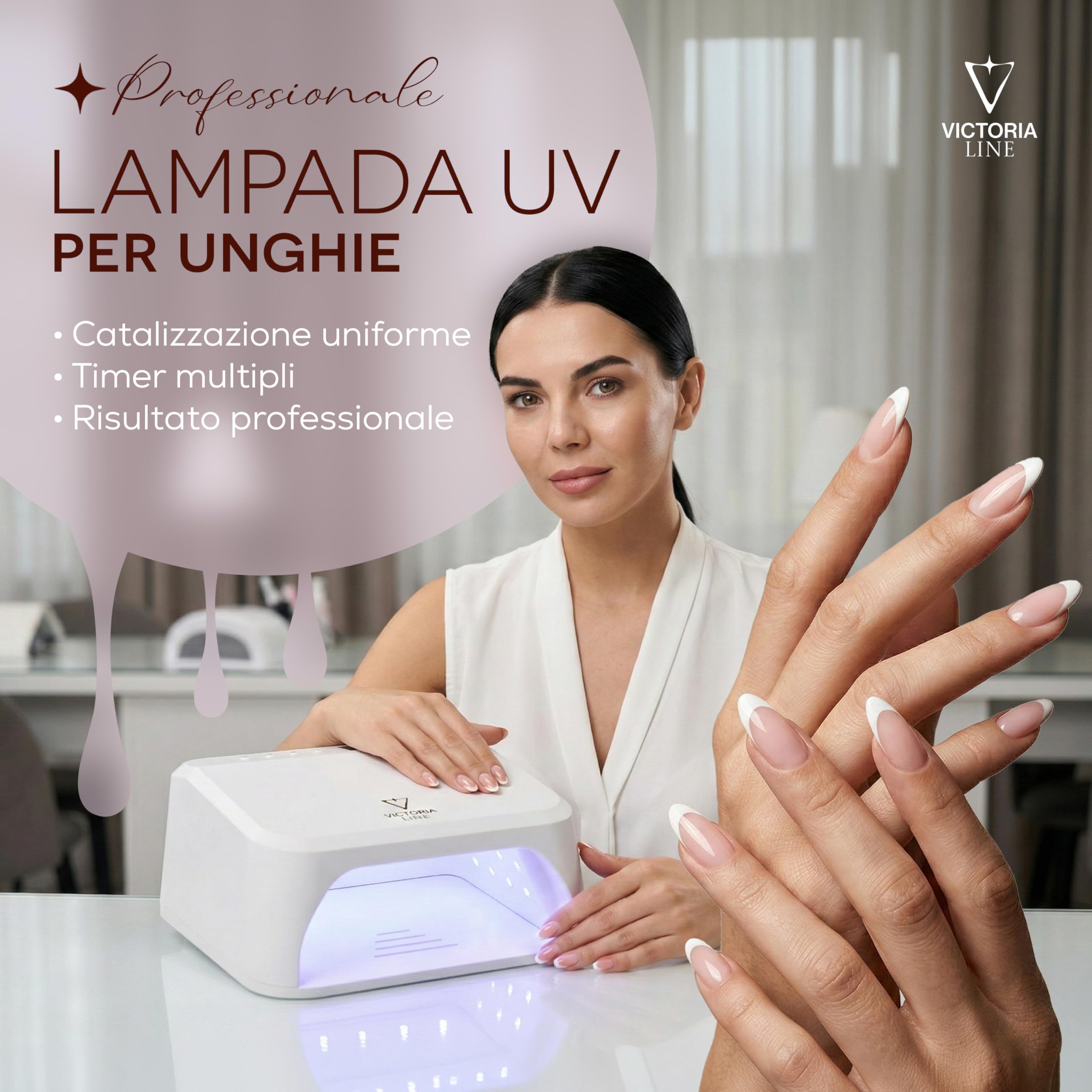 Generico Lampada Unghie Professionale con Poggiamano per Unghie, Fornetto Unghie con 60 LED, 4 Timer, Sensore Automatico, Base Removibile, Bianca