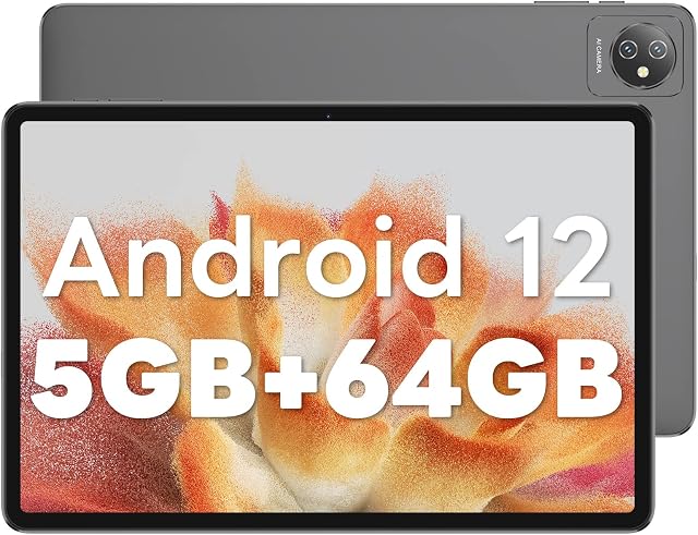 Tablet Android 12 Blackview Tab7 WIFI Tablets 10 Inch, 5GB + 64GB / TF 1TB, Quad Core Processor, 1280×800 HD+ IPS Screen, 6580mAh Battery, Google GMS Certified Tablet PC, Type C, Bluetooth, GPS - Grey
