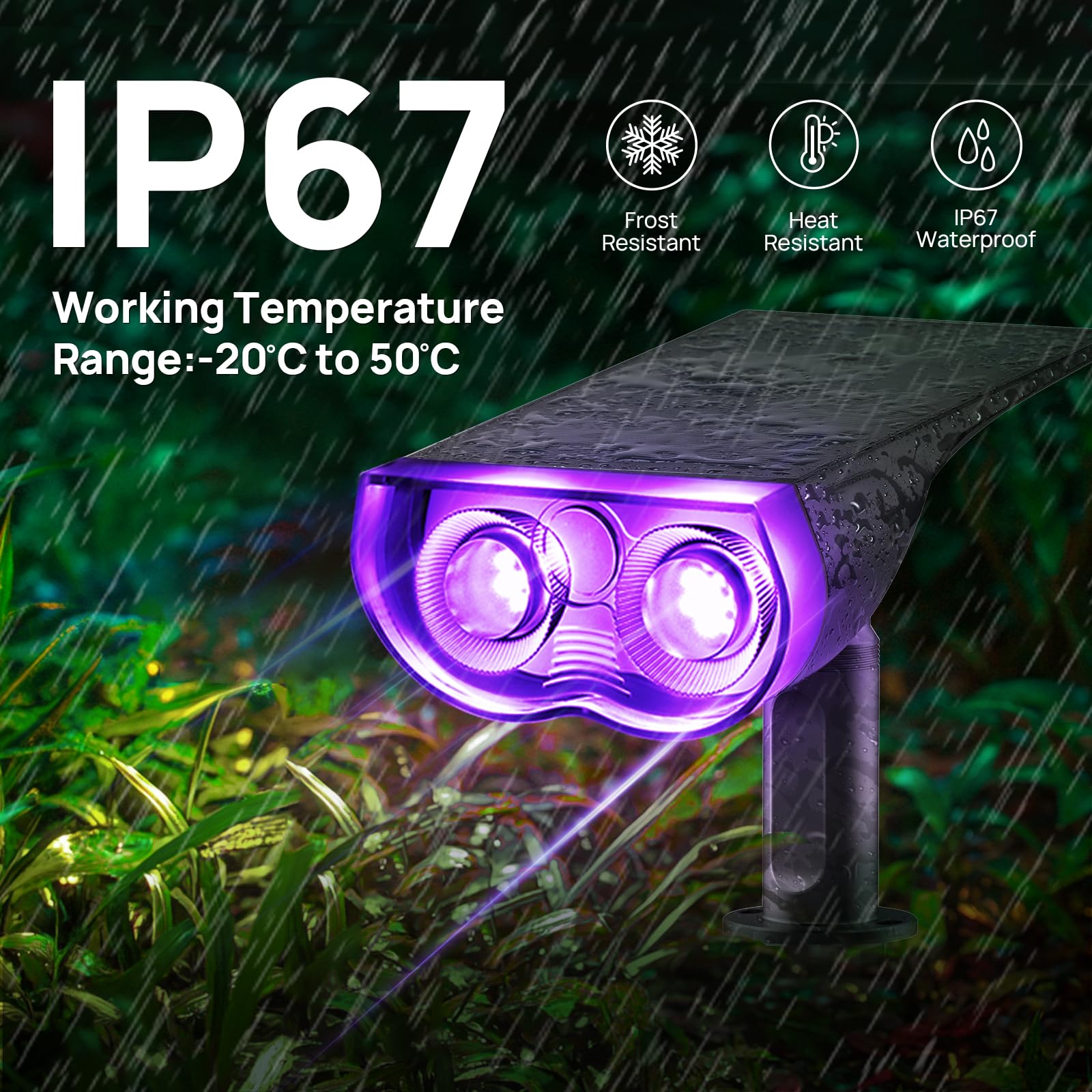 Consciot 16 LED-Landschaftsstrahler, 650 lm, IP67, wasserdicht, solarbetrieben, für den Außenbereich, kabellose Wandleuchte für Garten, Hof, Terrasse, Gehweg, schlagfester ABS-Kunststoff, mehrfarbig