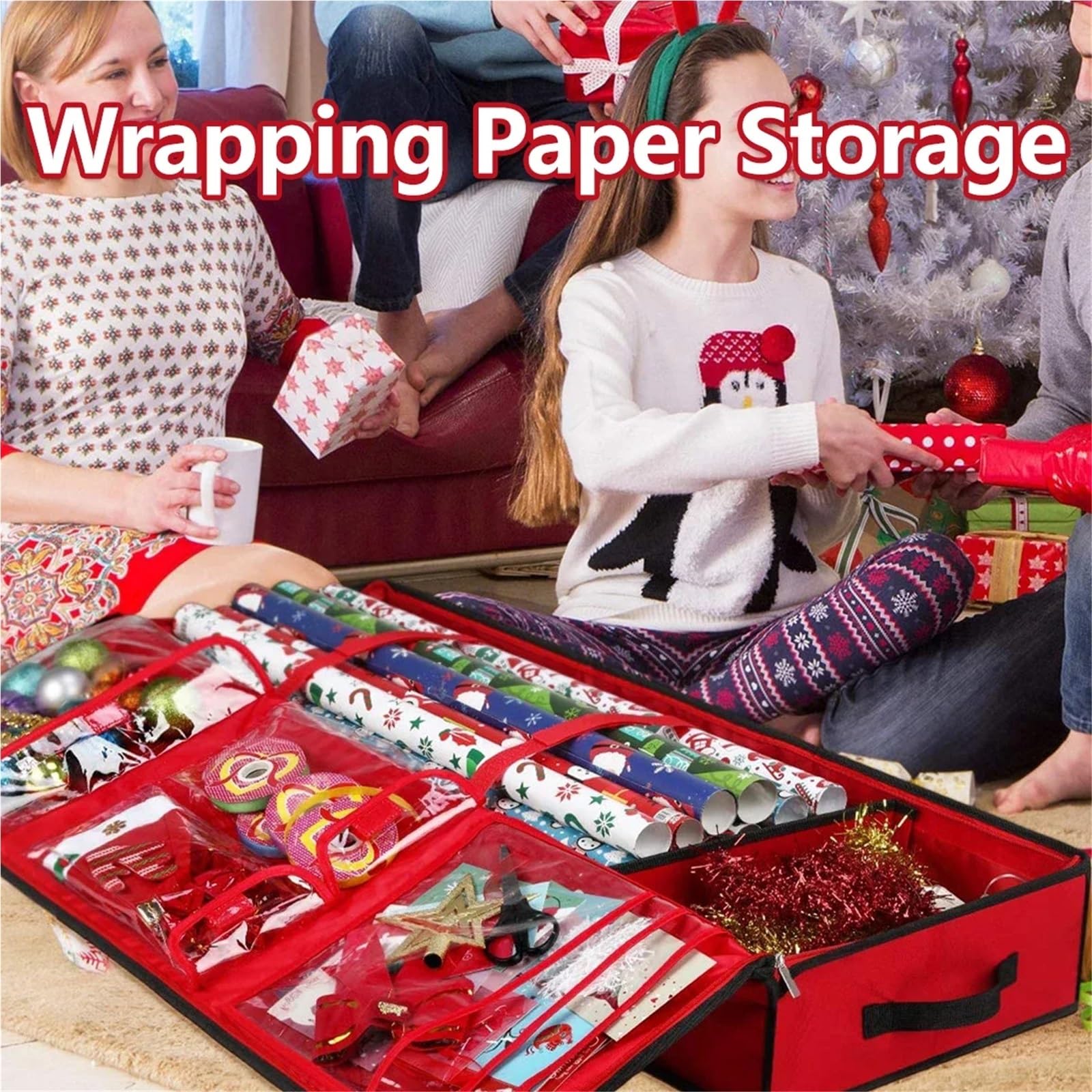Geschenkpapier Aufbewahrung Aufbewahrungstasche for Geschenkpapier, wasserdicht, Geschenkpapier-Organizer-Tasche, große Kapazität, Behälterbox for Verpackungsmaterial