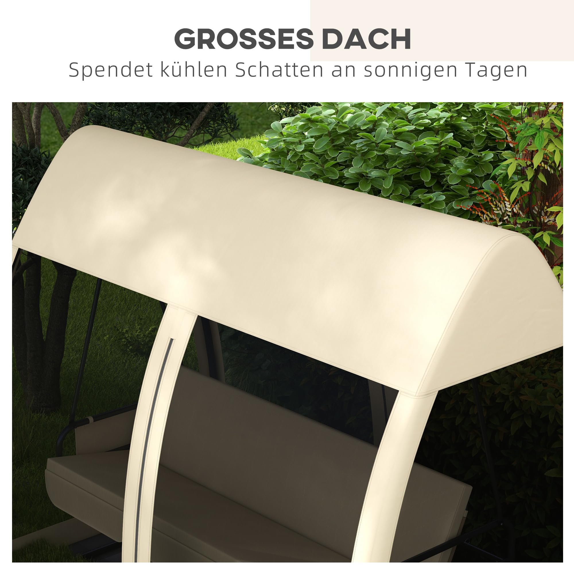 Outsunny 2 in 1 Hollywoodschaukel mit Liegefunktion 3-Sitzer Gartenschaukel mit Baldachin, Mückennetz, Schaukelbank belast bis 300kg, Gartenliege für Garten, Terrasse, 240 x 140 x 197 cm, Kaffee